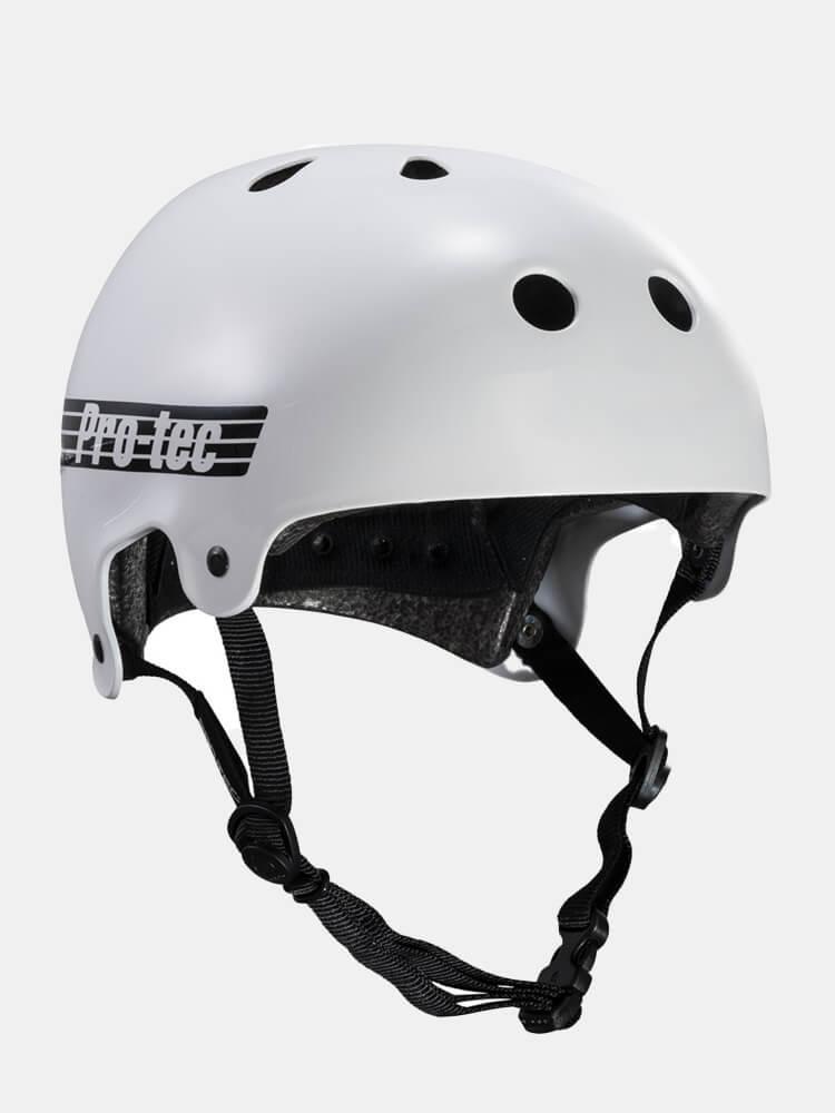 Protec Old School Certified Skateboard Helmet - Gloss White for Safety & Style - Perfect for Skateboarding, BMX, and Scooter Riding