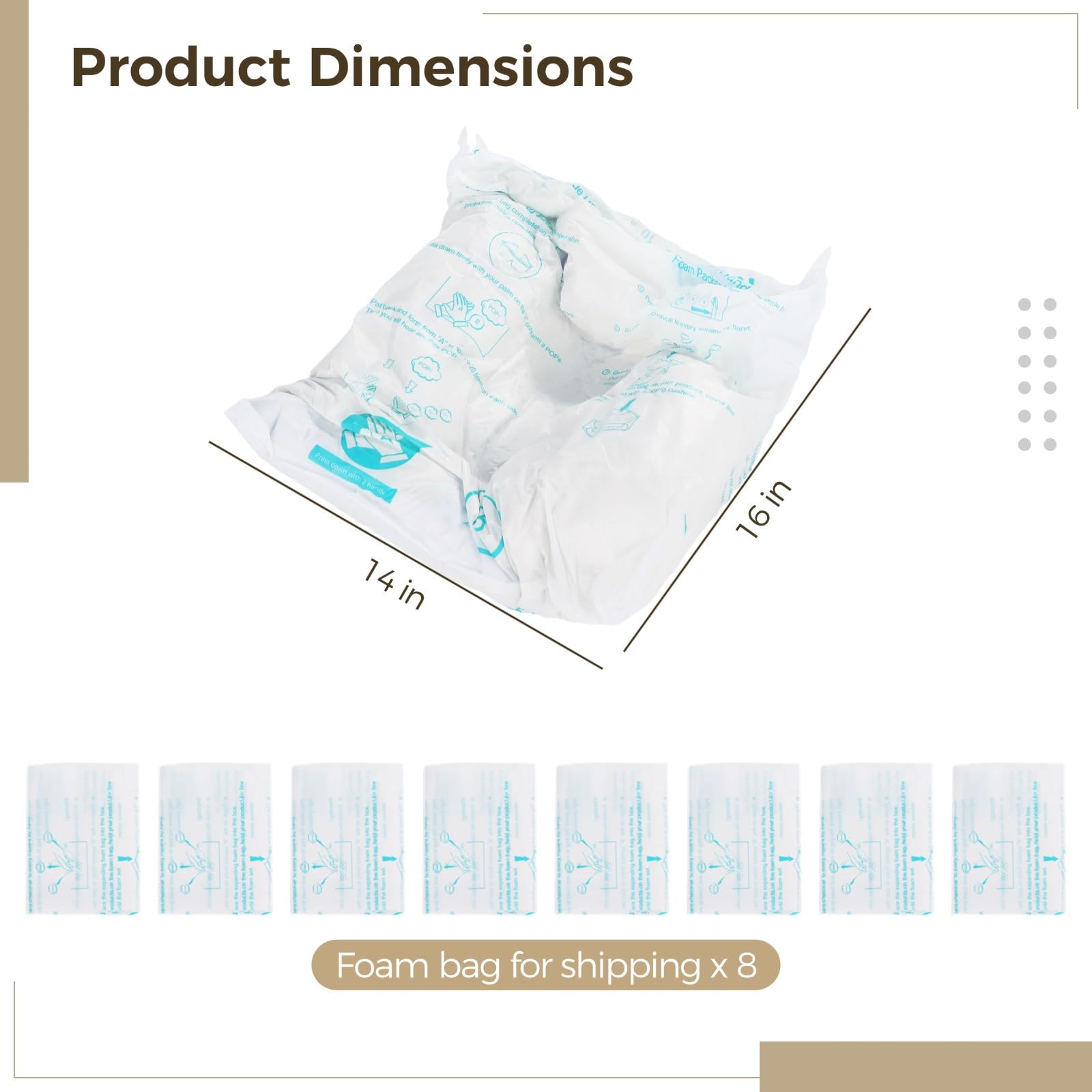 8 PCS 14×16 Inch Expanding Foam Shipping Bags - Instant Temperature Activated Packaging Solution for Fragile Items, Electronics & Valuables - Perfect for Ecommerce, Moving & Gift Packaging