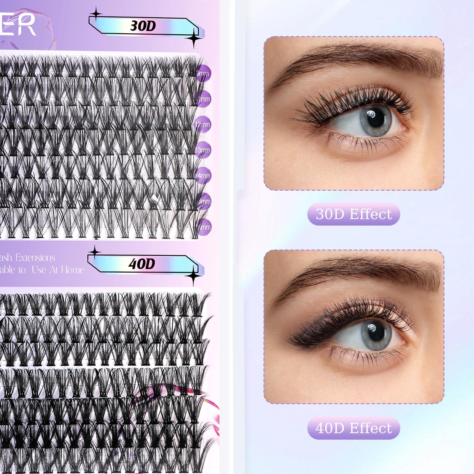 PITHER 280pcs DIY Eyelash Extension Kit - 30D & 40D Mix, 0.07mm Ultra Thin Band, 9-16mm Individual Lashes for Beginners - Perfect for Home Use, Salon Quality, Natural Look for Daily Wear & Special Occasions