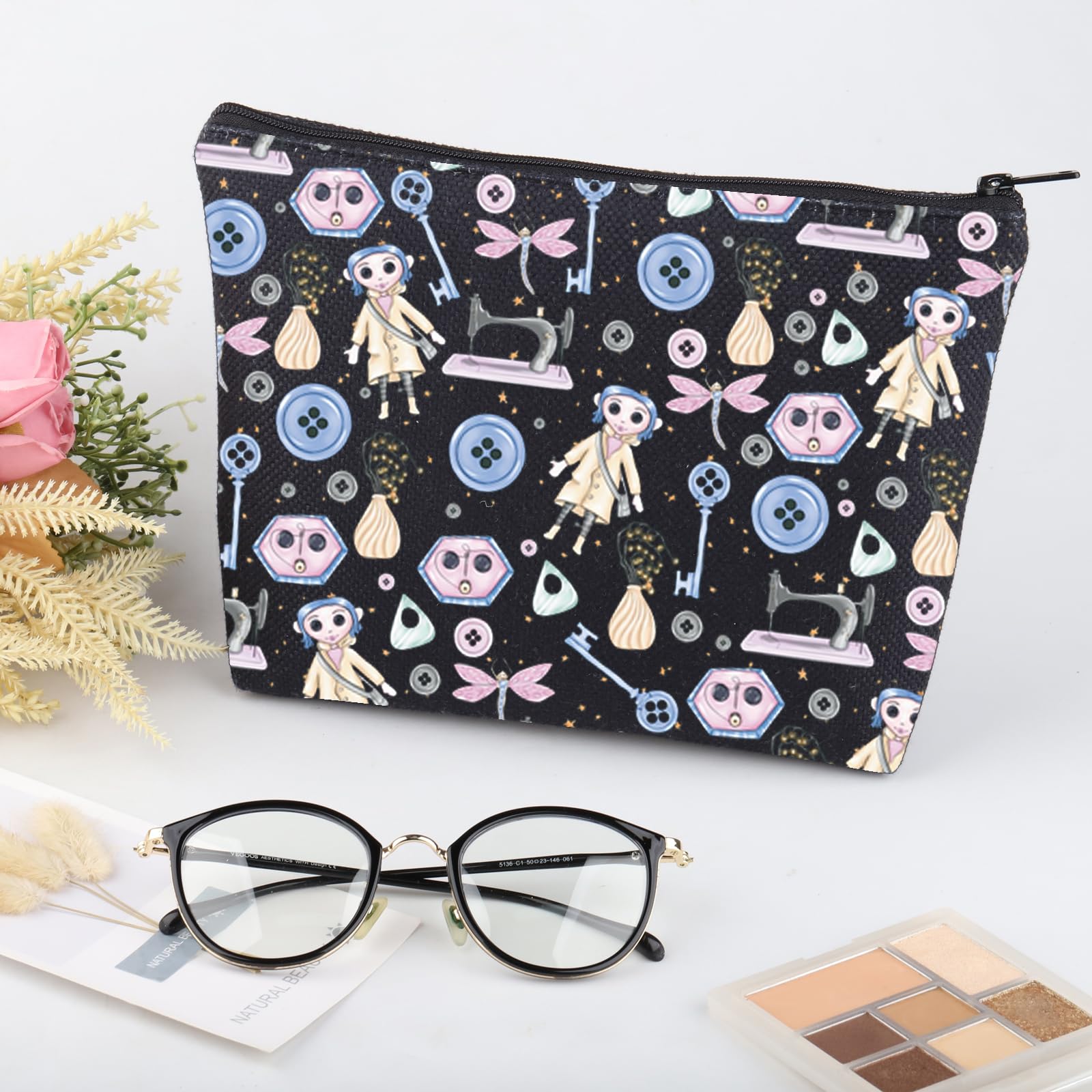 Horror Movie Inspired Cartoon Character Cosmetic Bag - Cute Cosplay Makeup Pouch for Halloween, Gift for Horror Fans & Anime Lovers - Perfect for Conventions, Travel & Themed Parties