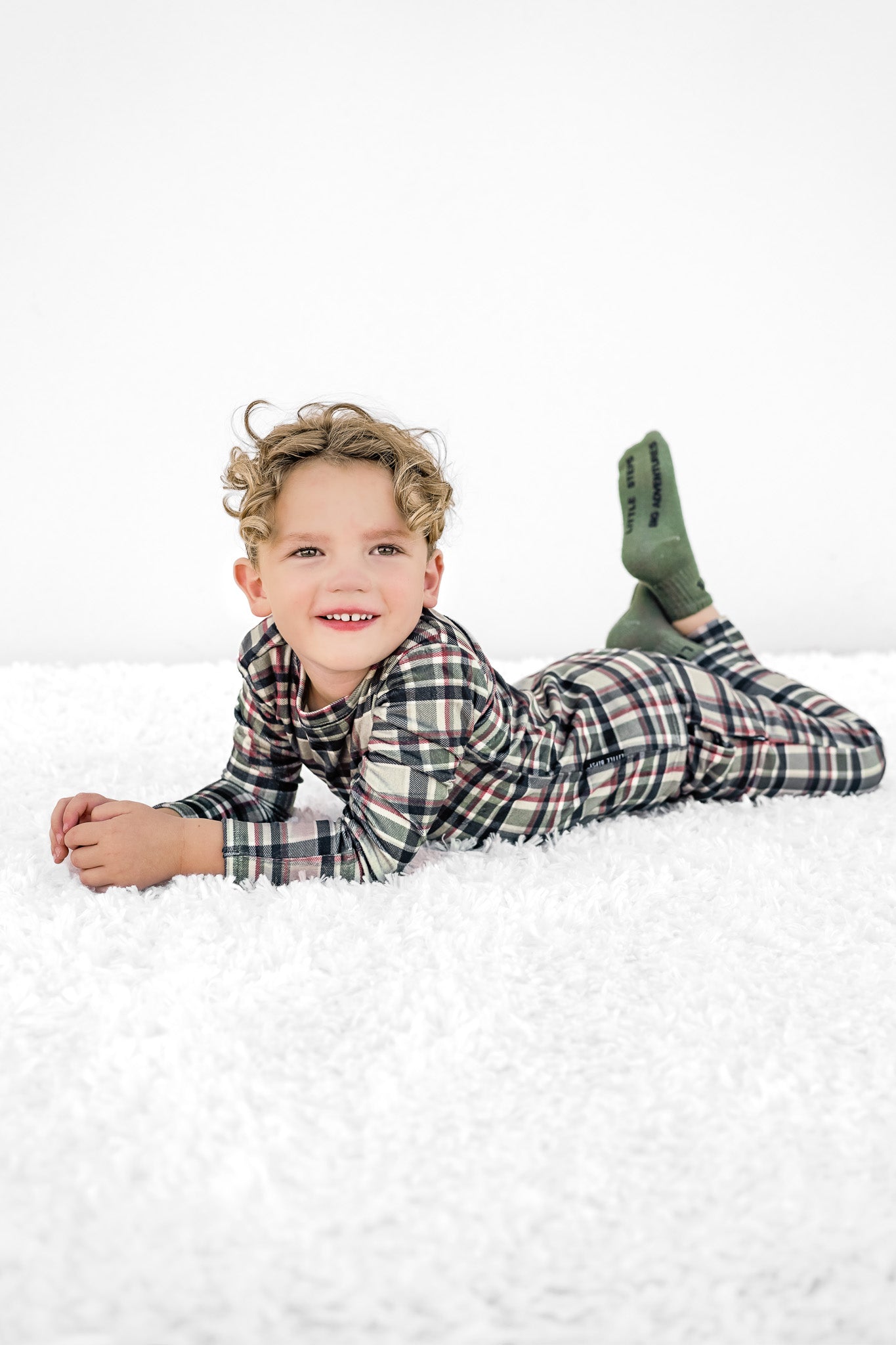 LB x Baby Breez Long Sleeve 2-Piece Plaid Pajama Set for Boys & Girls - Soft & Cozy Sleepwear for Winter Nights & Family Matching Outfits