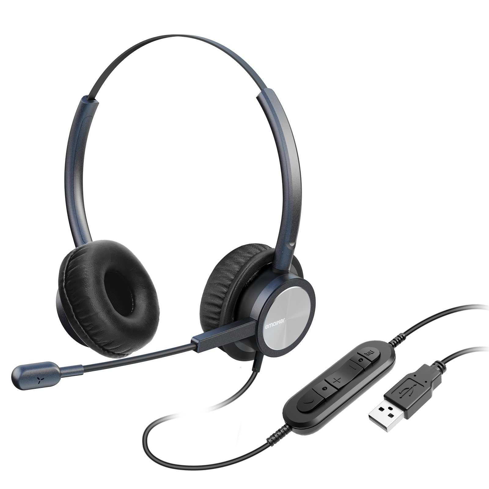 Noise Cancelling USB PC Headset with Microphone for Work & Office - Compatible with PC, Mac, Laptop - Ideal for Skype, Teams, Zoom, Webex, RingCentral, Dragon Dictation - Perfect for Remote Work, Online Meetings & Webinars
