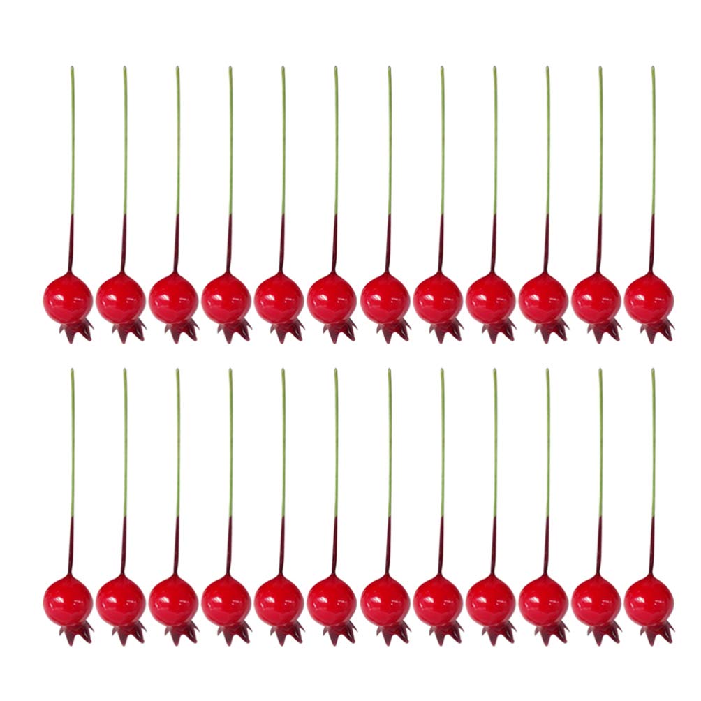 150 Pcs Red Artificial Holly Berry Stems - Christmas Tree Fillers, Wired Xmas Decorations for Holiday Centerpieces, Wreaths, and Festive Fruit Trays