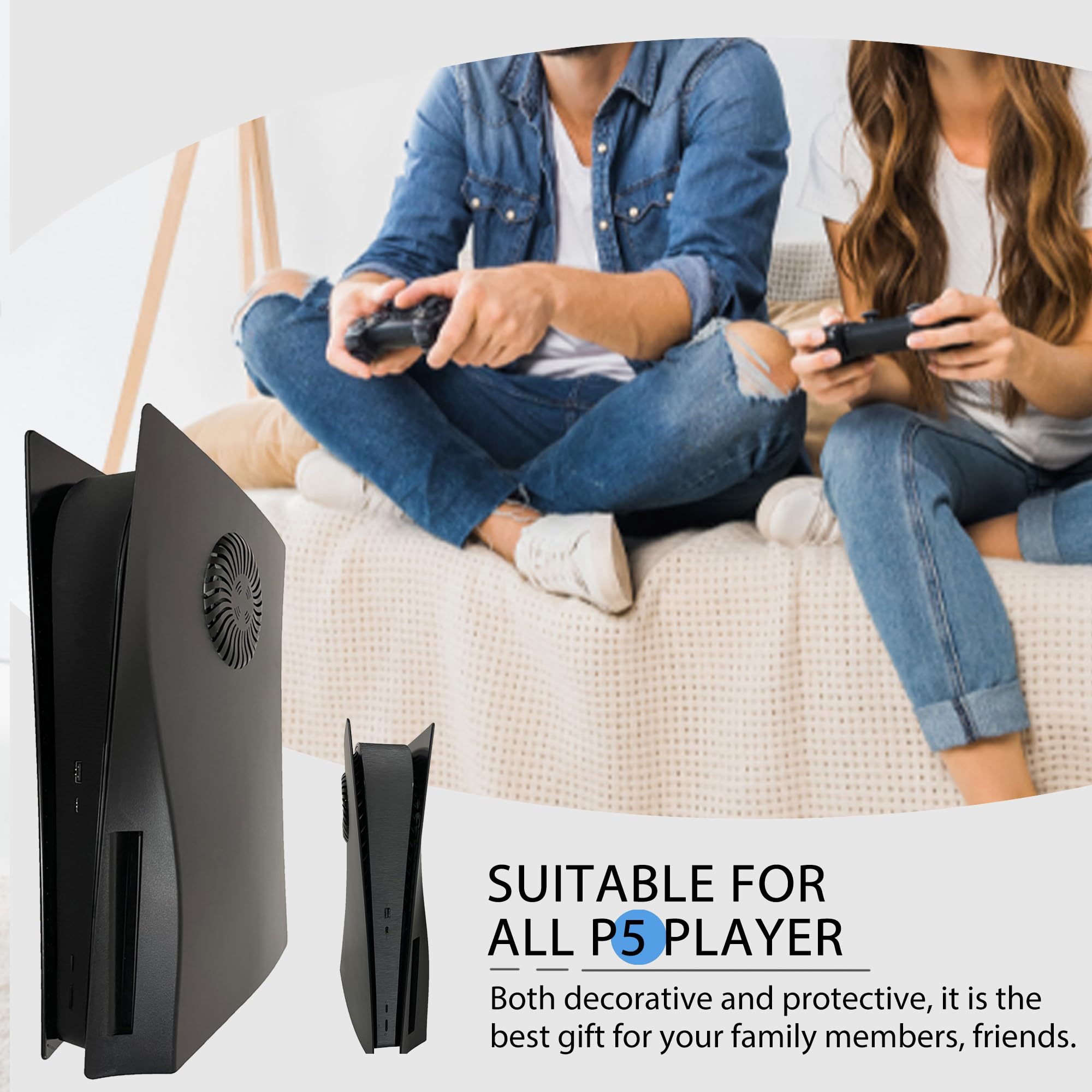 PS5 Faceplate Cover with Cooling Vent - Shockproof ABS Case for Disc Edition - Gaming & Home Decor