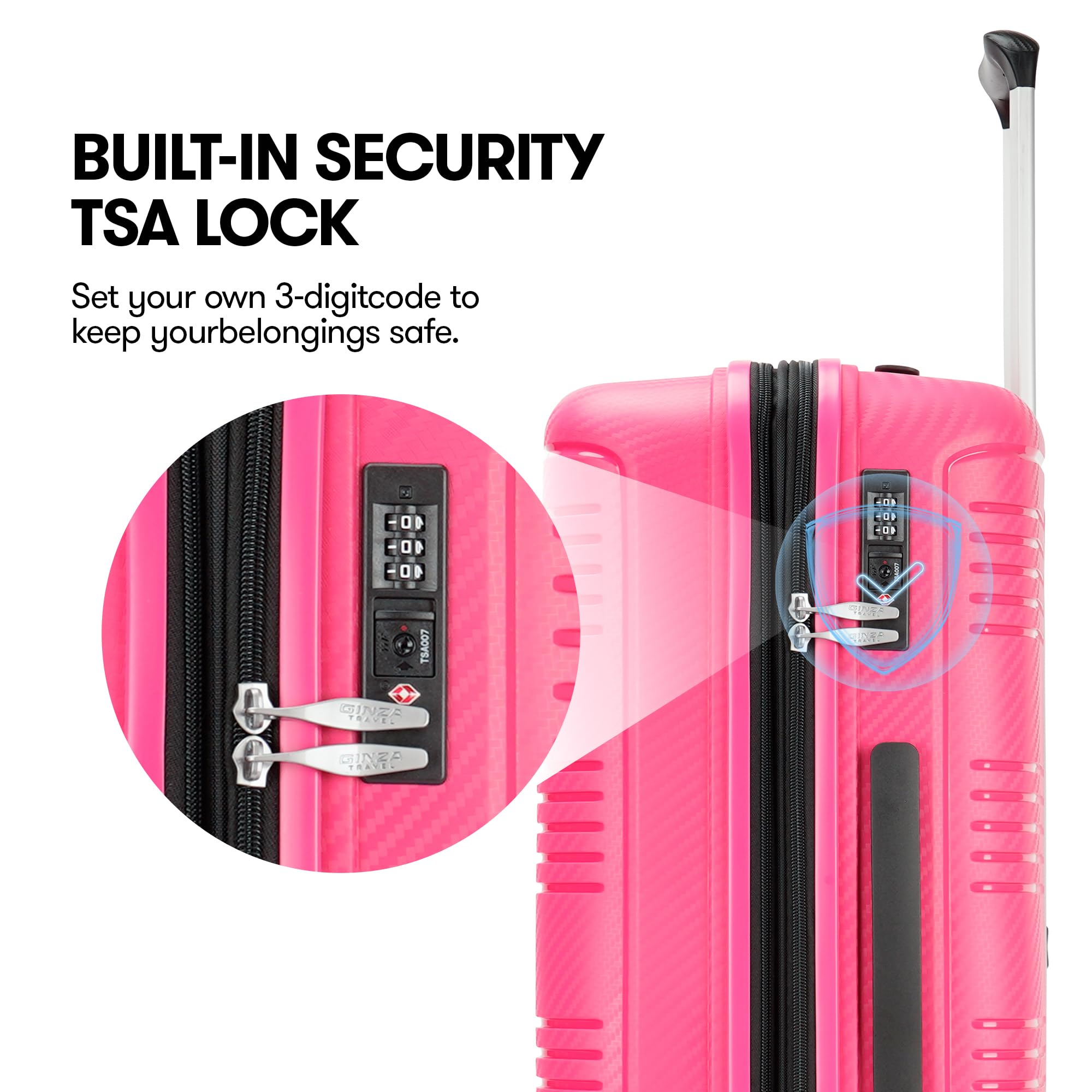 3 Piece Luggage Set for Women - Durable Expandable Large Suitcase with 360° Spinner Wheels & TSA Lock (20in/25in/29in) in Dark Pink | Perfect for Air Travel, Business Trips & Vacation Packing