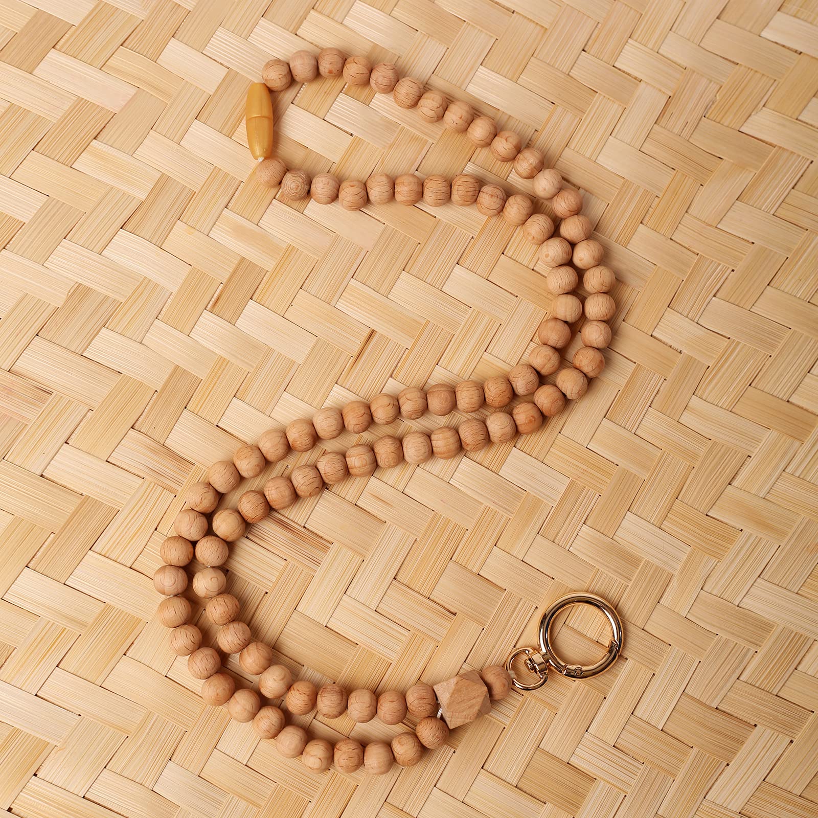Boho Beaded Lanyard for Teachers & Nurses - Wooden Badge Holder for Work