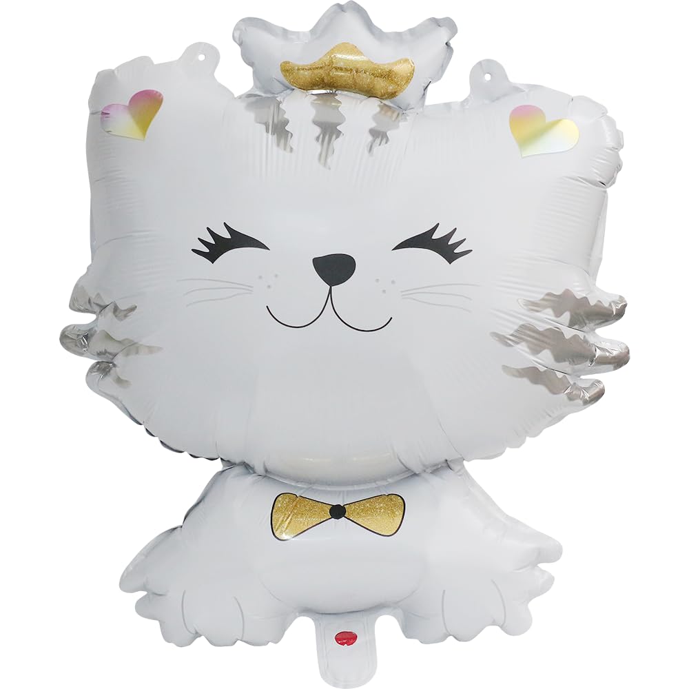 6 Pack 27'' White Cartoon Kitten Cat Balloons - Mylar Foil Helium Balloons for Kids Birthday Parties, Baby Showers & Animal Themed Decorations | Perfect for Indoor/Outdoor Party Decor, Photo Backdrops & Celebration Events