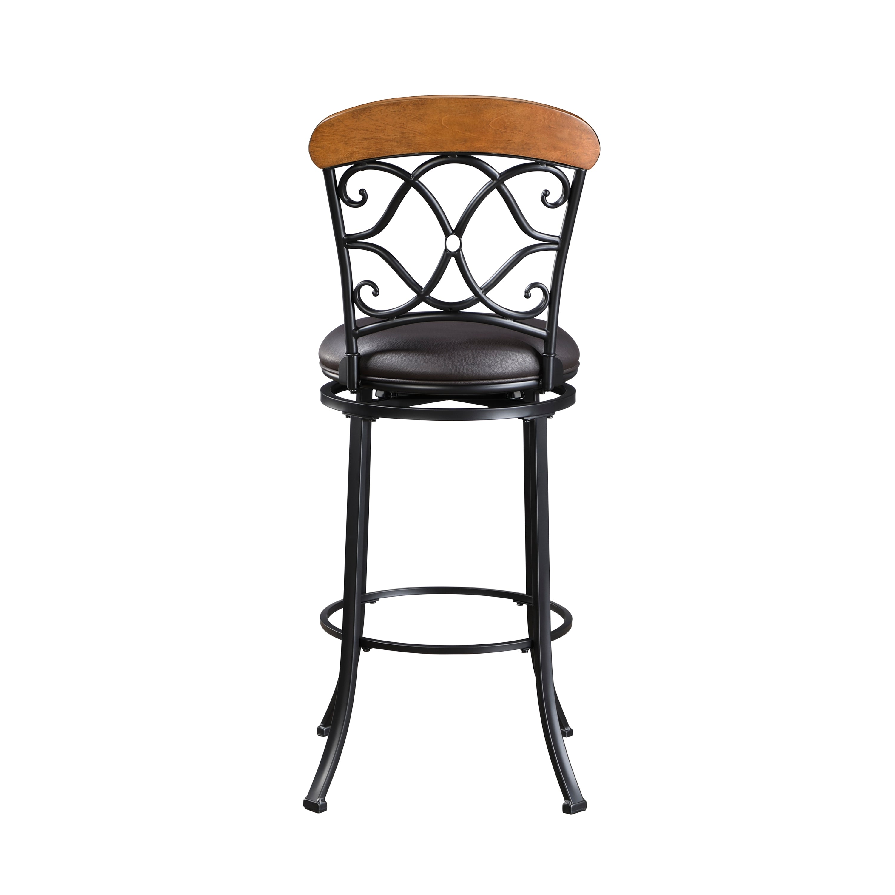 1pc Black Faux Leather Pub Height Swivel Bar Stool with Metal Frame - Perfect for Kitchen Island, Dining Room & Home Bar Seating