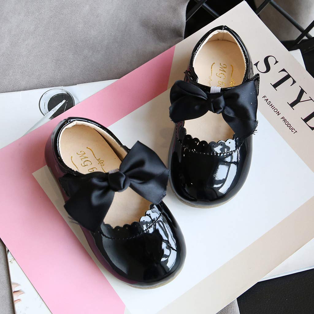 DEESEE Baby Girl Leather Shoes - Butterfly Knot Sandals for Toddler Playtime