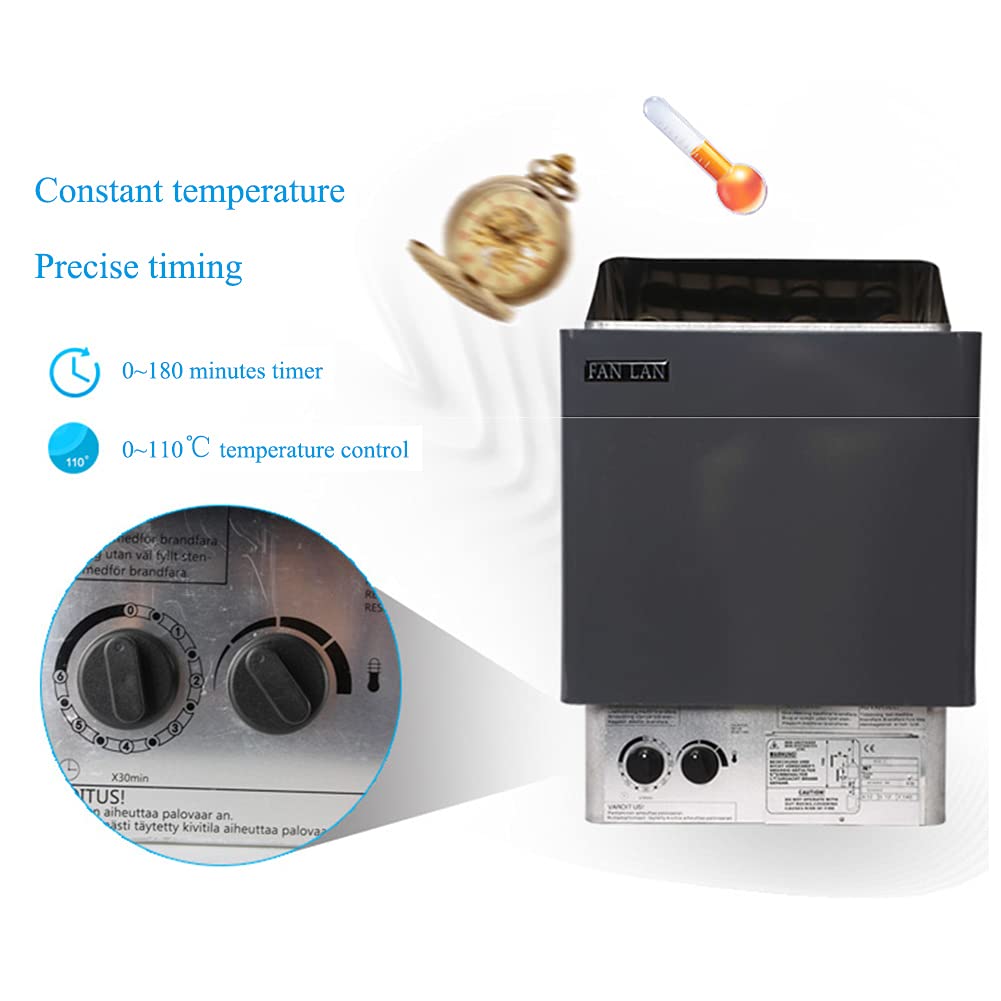 Anjur 220V 6KW Electric Sauna Heater with Internal Controller - Dry Sauna Stove for Home & Spa - Covers Up to 9m³ Space - Perfect for Relaxation, Detox & Muscle Recovery