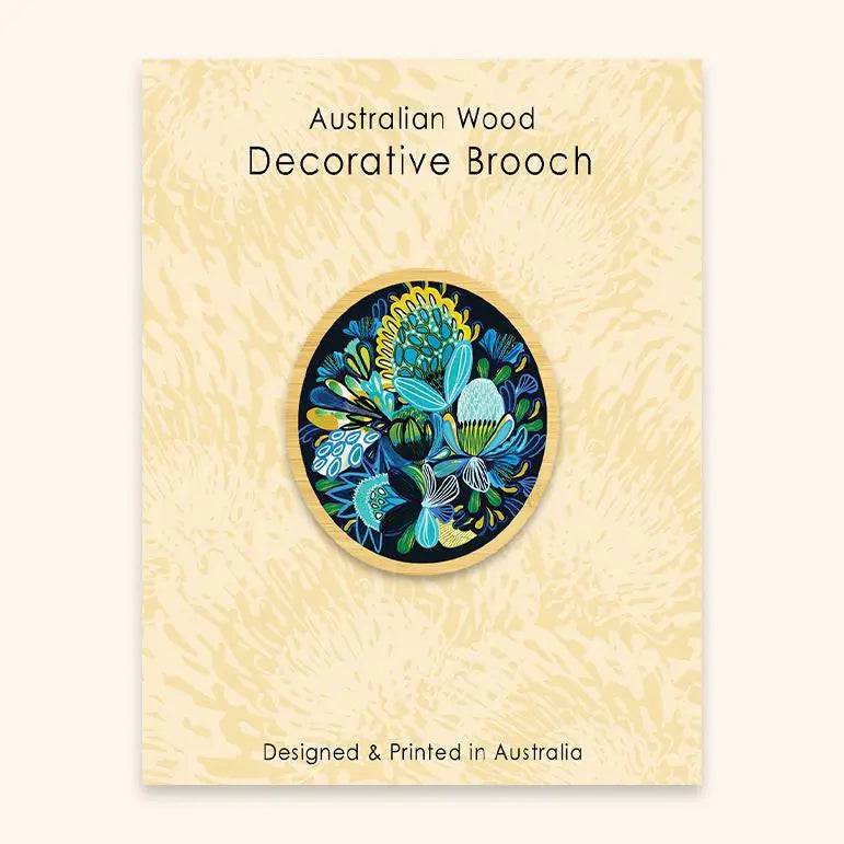 Azure Natives Handmade Wooden Brooch Pin - Natural Wooden Jewelry for Women - Perfect for Outfits, Jackets, Scarves & Special Occasions