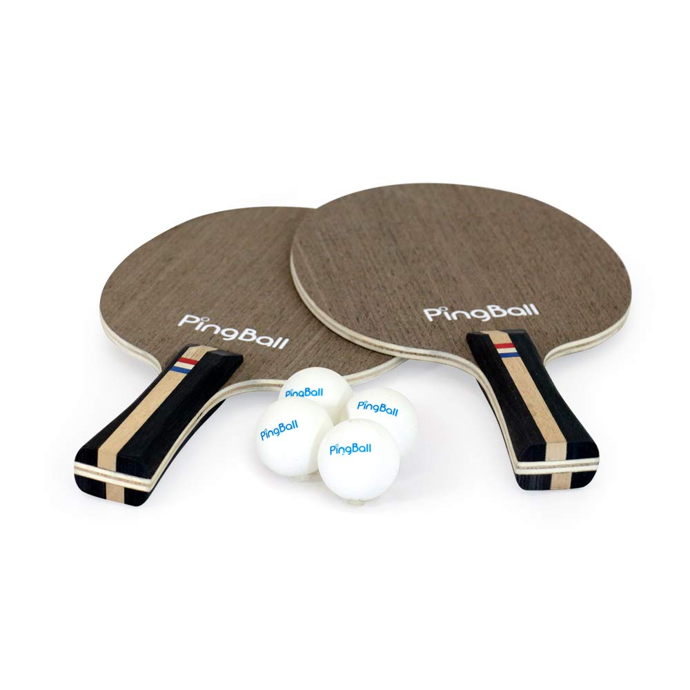 Portable Ping Pong Table Tennis Trainer Set with 2 Wooden Paddles, 4 Balls & Flexible Rod - Steel Base for Indoor/Outdoor Practice | Perfect for Backyard, Office & Recreational Play
