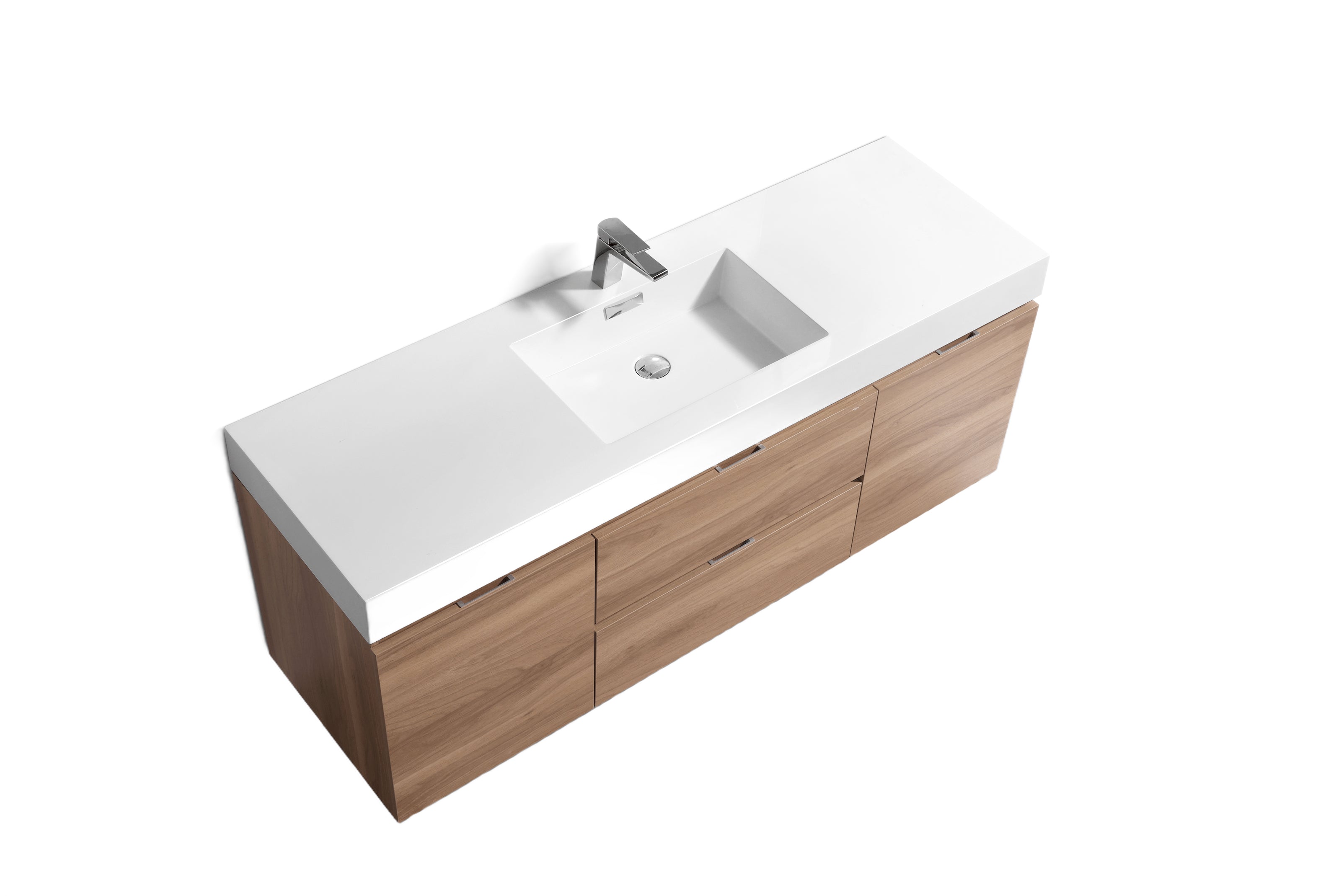 BSL60 Honey Oak Wall Mount Bathroom Vanity with Single Sink - Modern Space-Saving Design for Small Bathrooms & Powder Rooms