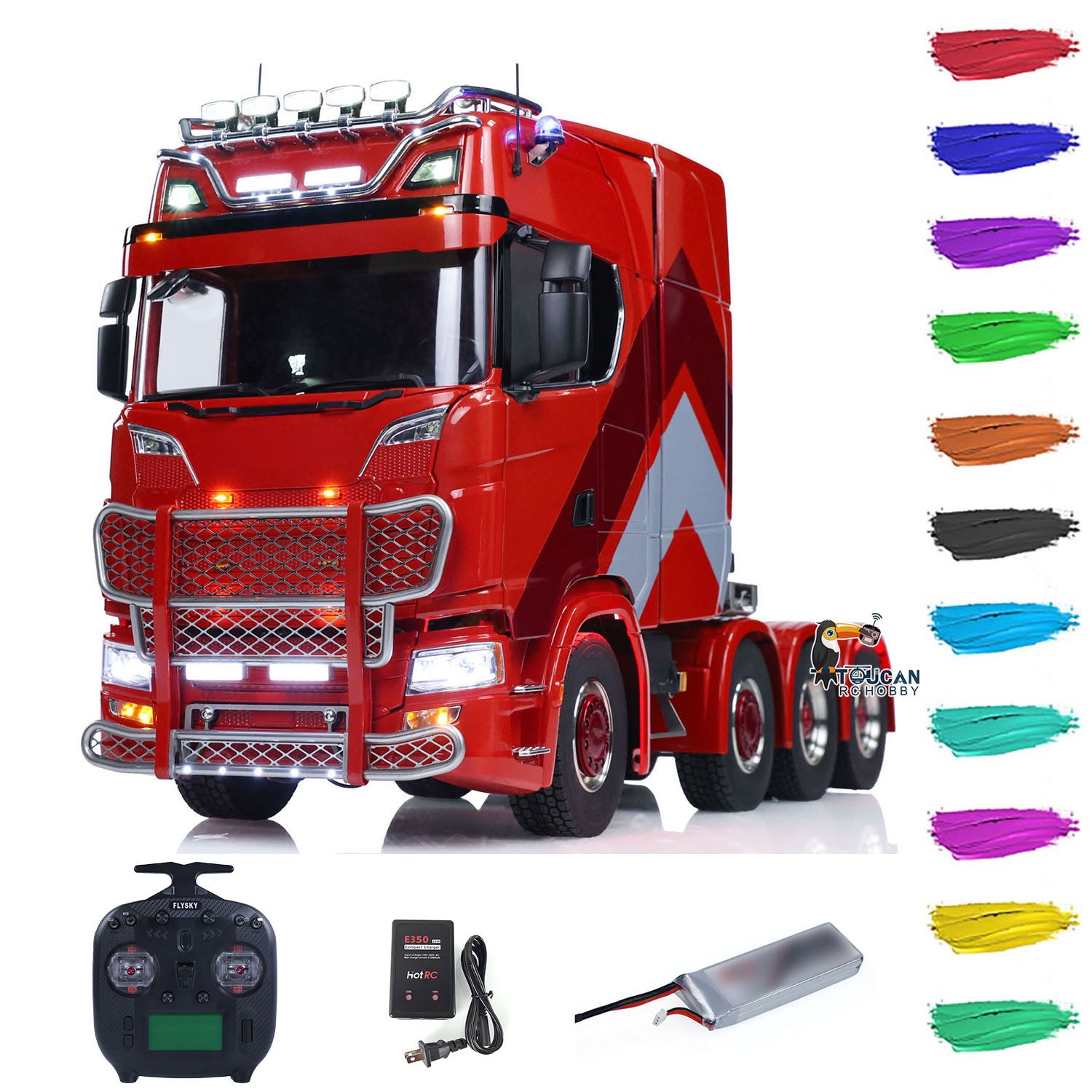 1/14 Scale RC Tractor Truck 770S 8x8 - Metal Chassis Remote Control Lorry with Lock Differential, 3-Speed Transmission, Cab Suspension & Smoke Effect - ST8 Battery Included - Perfect for Off-Road Adventures & Construction Site Play