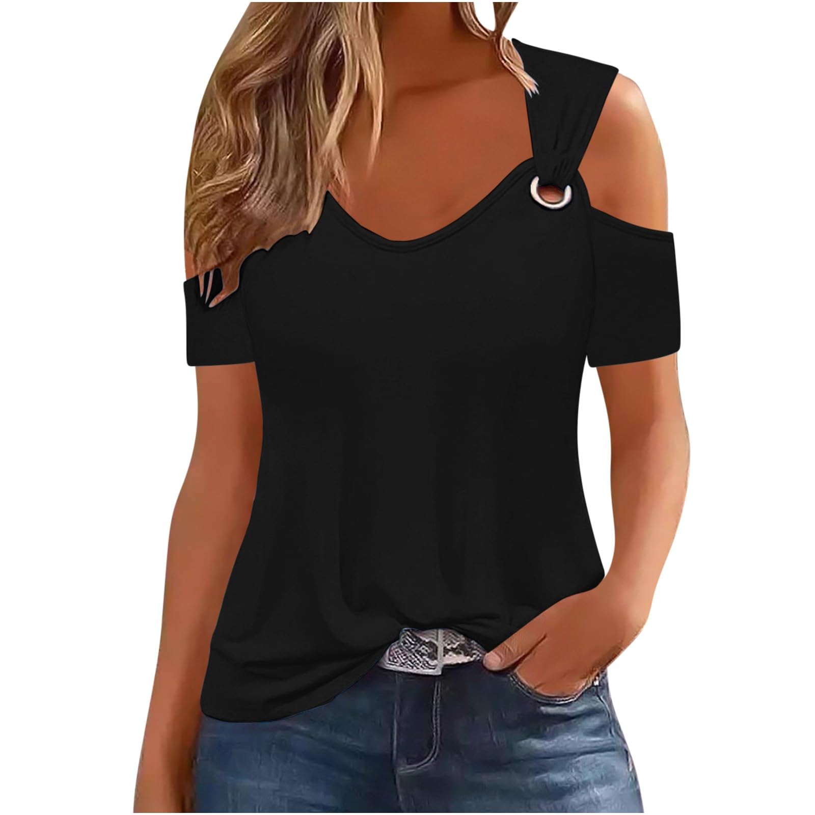 Stylish Cold Shoulder Tops for Women - Flirty Spring & Summer Short Sleeve Blouses - Perfect for Date Nights, Beach Vacations & Casual Outings