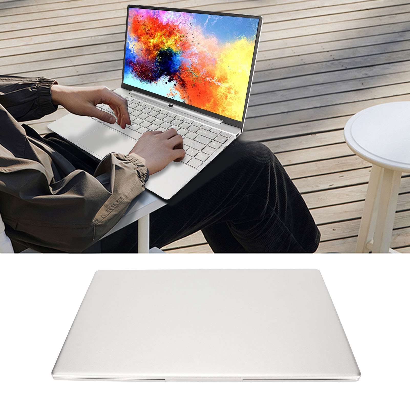 Tangxi 14 Inch Ultra Slim Laptop - Intel N5095 CPU, Full HD IPS Display, Metal Body, Backlit Keyboard & Trackpad - Silver (6GB RAM + 256GB SSD) - Perfect for Business, School & Travel