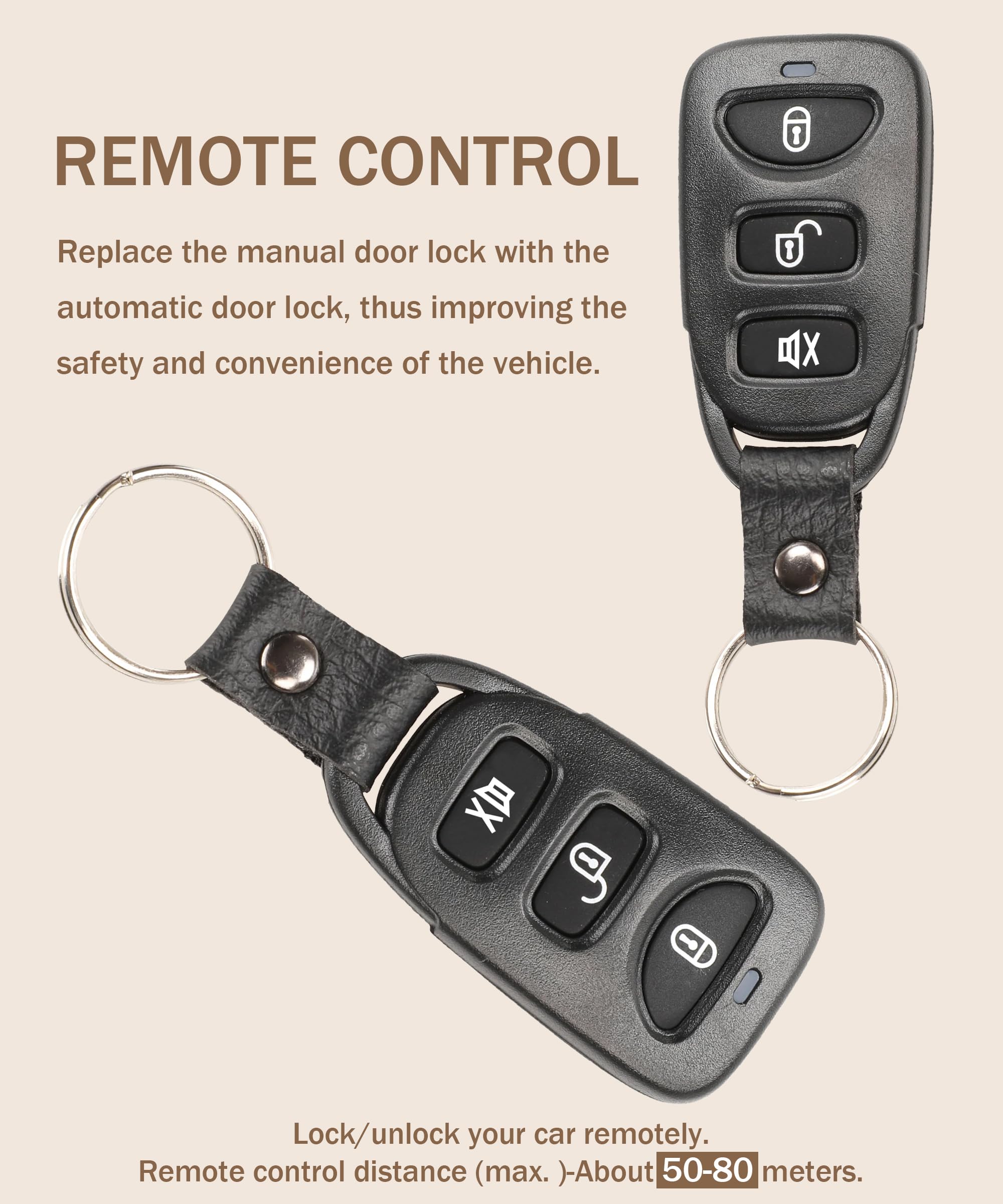4PCS Universal Car Power Door Lock Kit with 2 Remotes - Keyless Entry System for Easy Vehicle Access