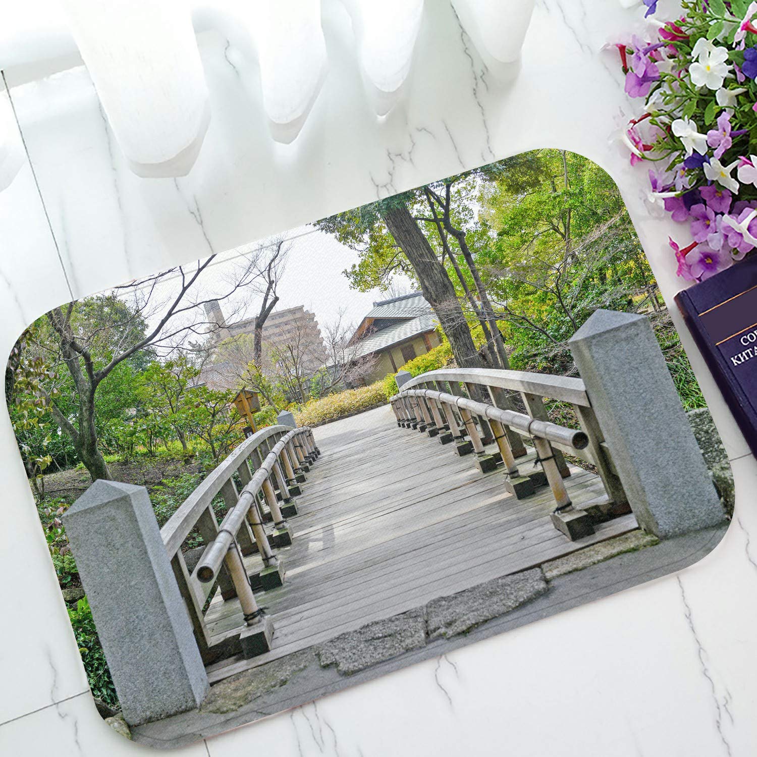 ECZJNT Bridge Park Welcome Doormat - Non-Slip Bath & Entrance Rug - 23.6x15.7 Inch Indoor/Outdoor Floor Mat - Perfect for Front Door, Patio, Deck & Mudroom