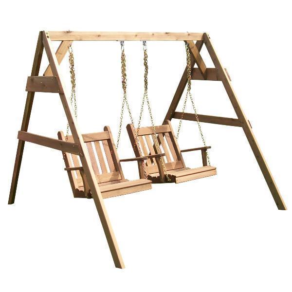 A & L Furniture 5'2x4 A-Frame Swing Stand for 2 Chair Swings - Heavy Duty Outdoor Swing Set with Hangers Included - Perfect for Backyard, Garden, and Patio Relaxation