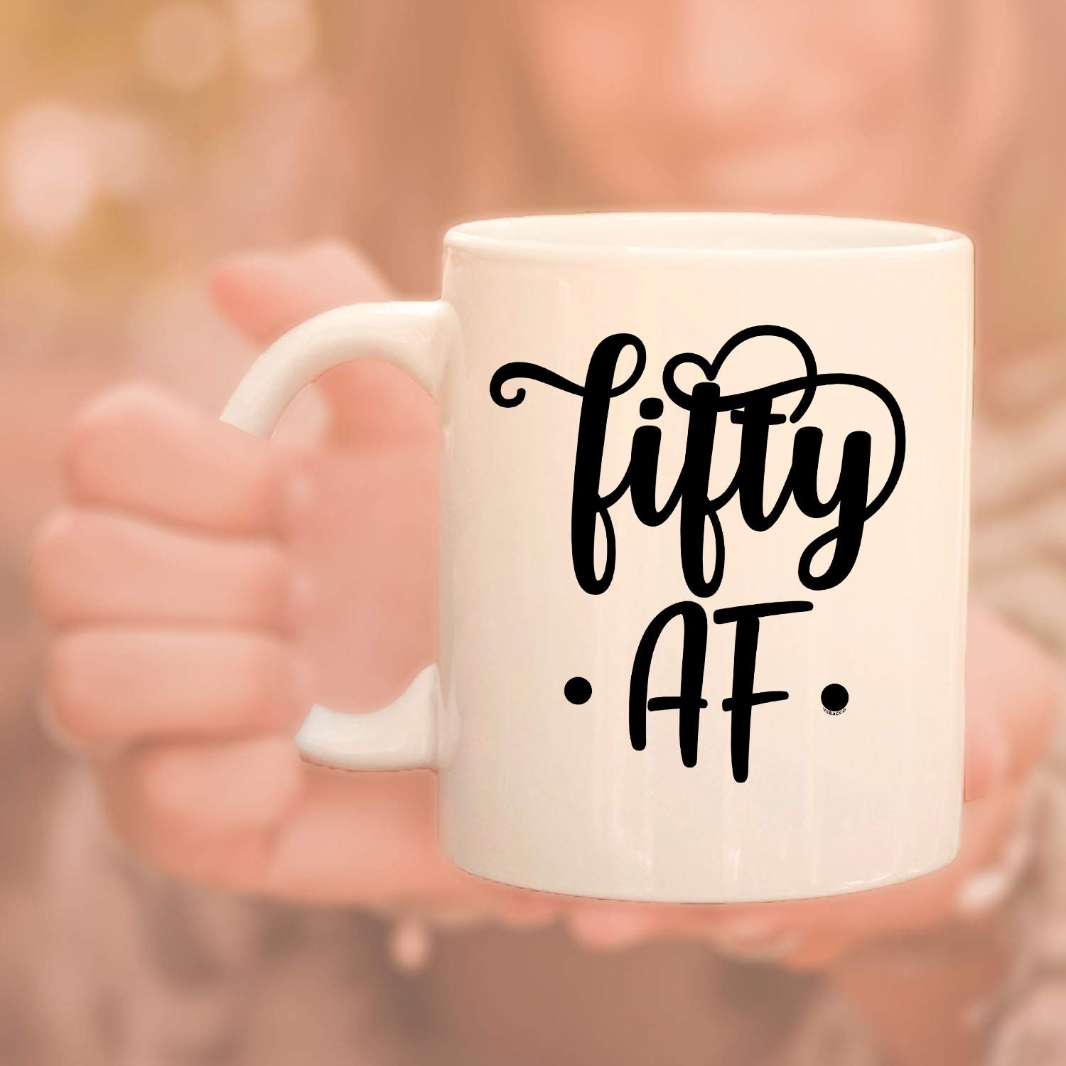 Veracco Fifty AF 50th Birthday Ceramic Coffee Mug - Funny 'Fifty and Fabulous' Gift for Men & Women - 15oz White Ceramic Cup - Perfect for Office, Home & Retirement Celebrations