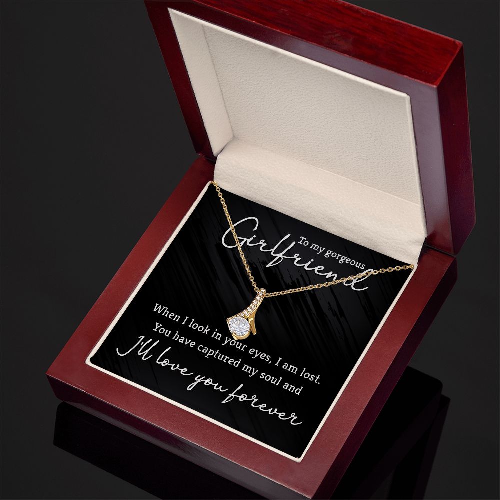 Elegant Cubic Zirconia Necklace for Girlfriend - 14K White or Yellow Gold Jewelry Gift for Women - Perfect for Anniversary, Birthday & Valentine's Day