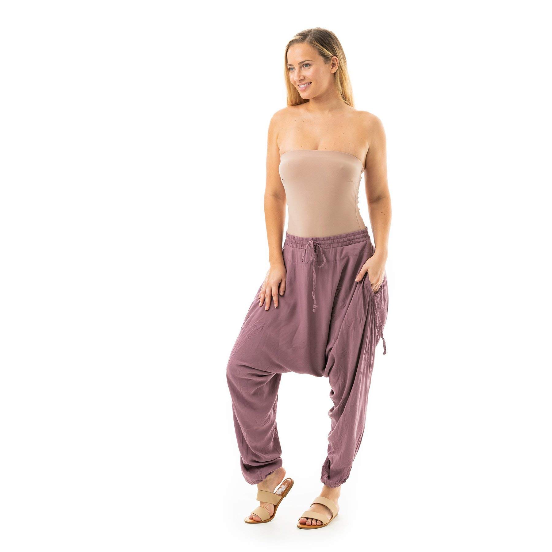 Boho Cotton Harem Pants for Women - Loose Lightweight Summer Pants with Pockets | Casual Beachwear, Yoga & Lounge Pants for Comfortable Everyday Wear