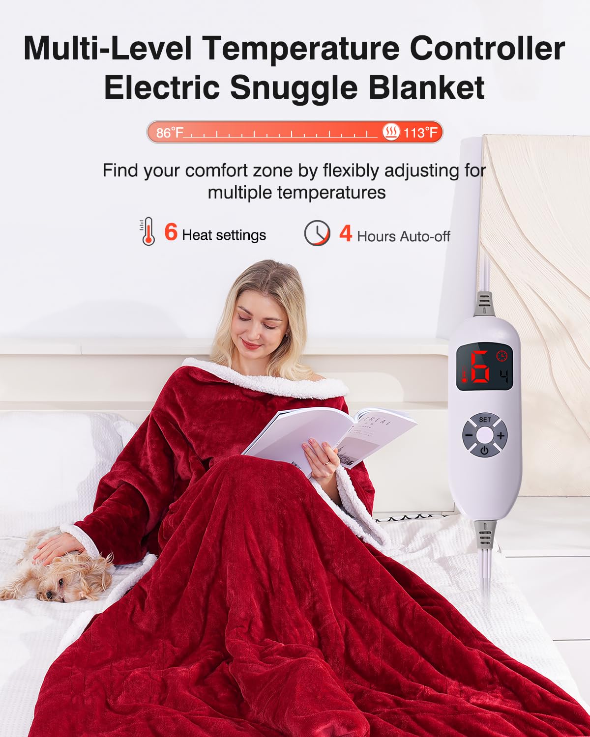 Wearable Heated Blanket with Sleeves - Electric Heating Blanket for Women & Men - Perfect for Cold Weather, Office, Travel & Home Use