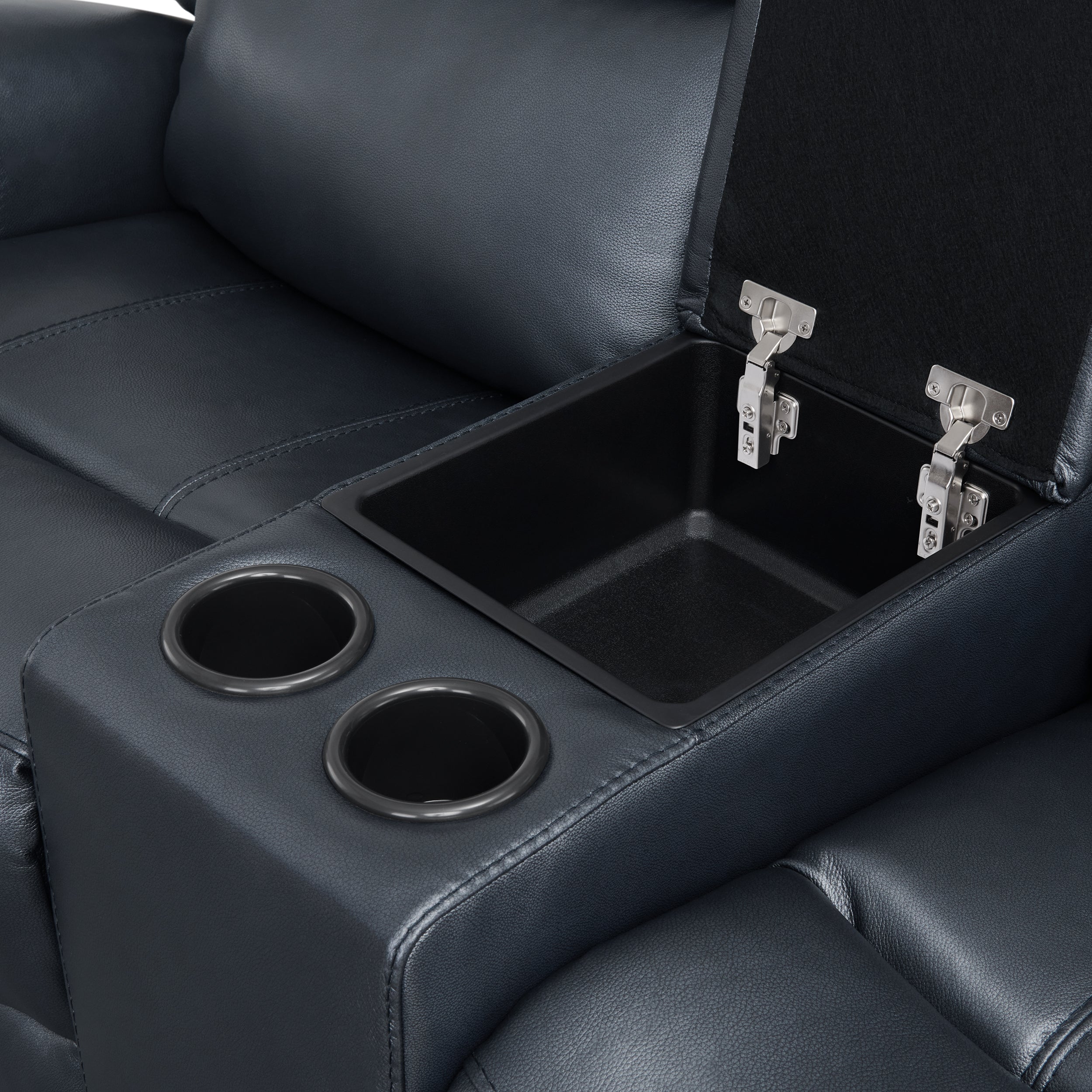 Roundhill Furniture Cozura Genuine Leather Power Reclining Loveseat with Console - Dual Motor, USB Charging & Cup Holders - Perfect for Living Room, Home Theater & Family Gatherings