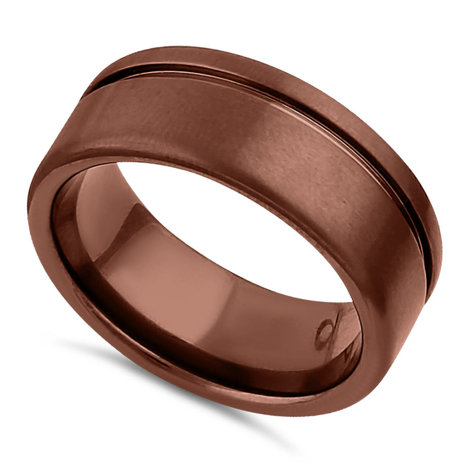 Stainless Steel Bronze Plated Wedding Band Ring for Men & Women - Elegant & Durable Wedding Jewelry for Couples, Anniversaries & Special Occasions