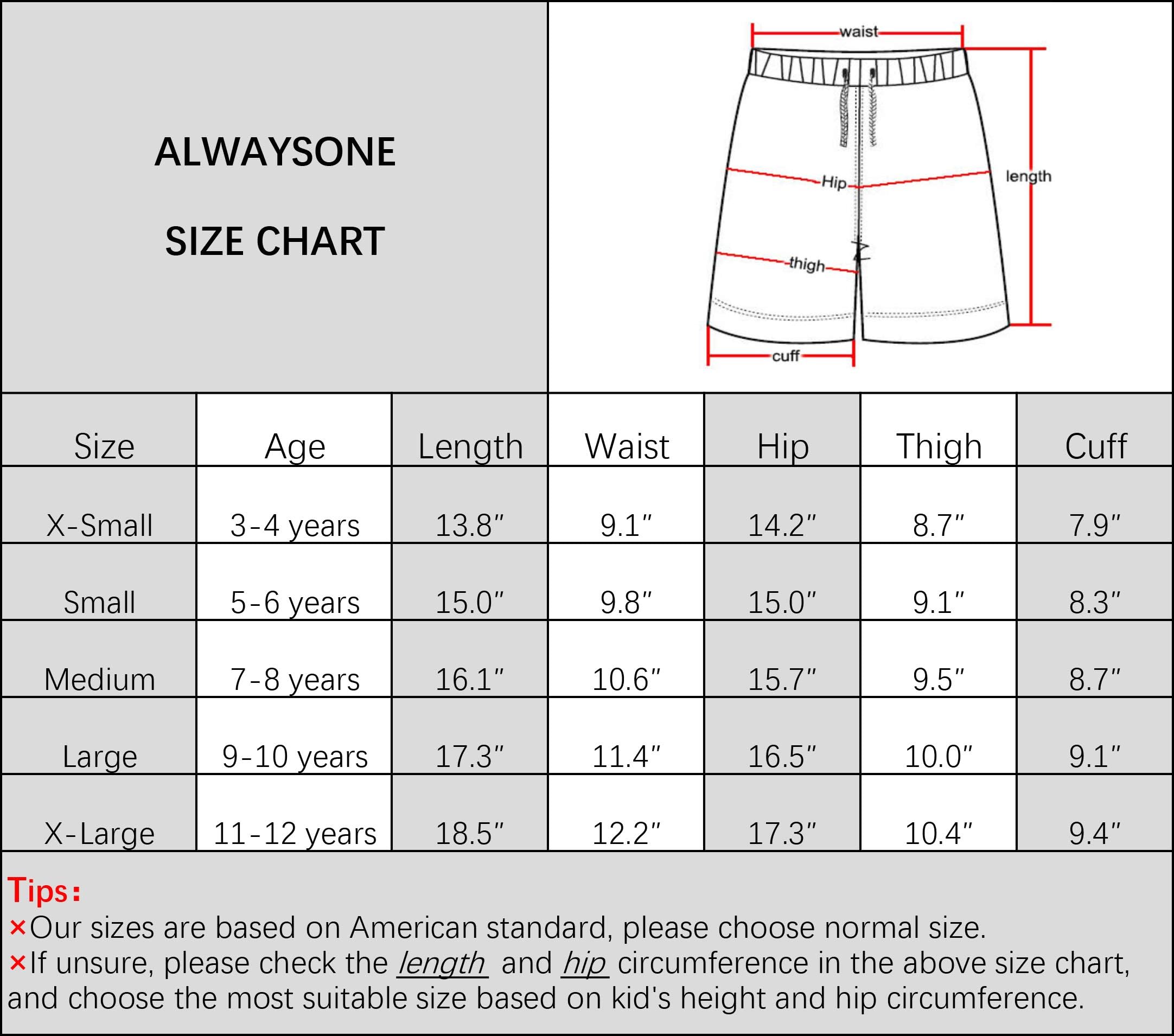 ALWAYSONE Kids Cotton Sweat Sport Shorts with Drawstring - Soft Jersey Athletic Shorts for Boys & Girls Ages 3-12 - Perfect for Playground, Gym & Outdoor Activities