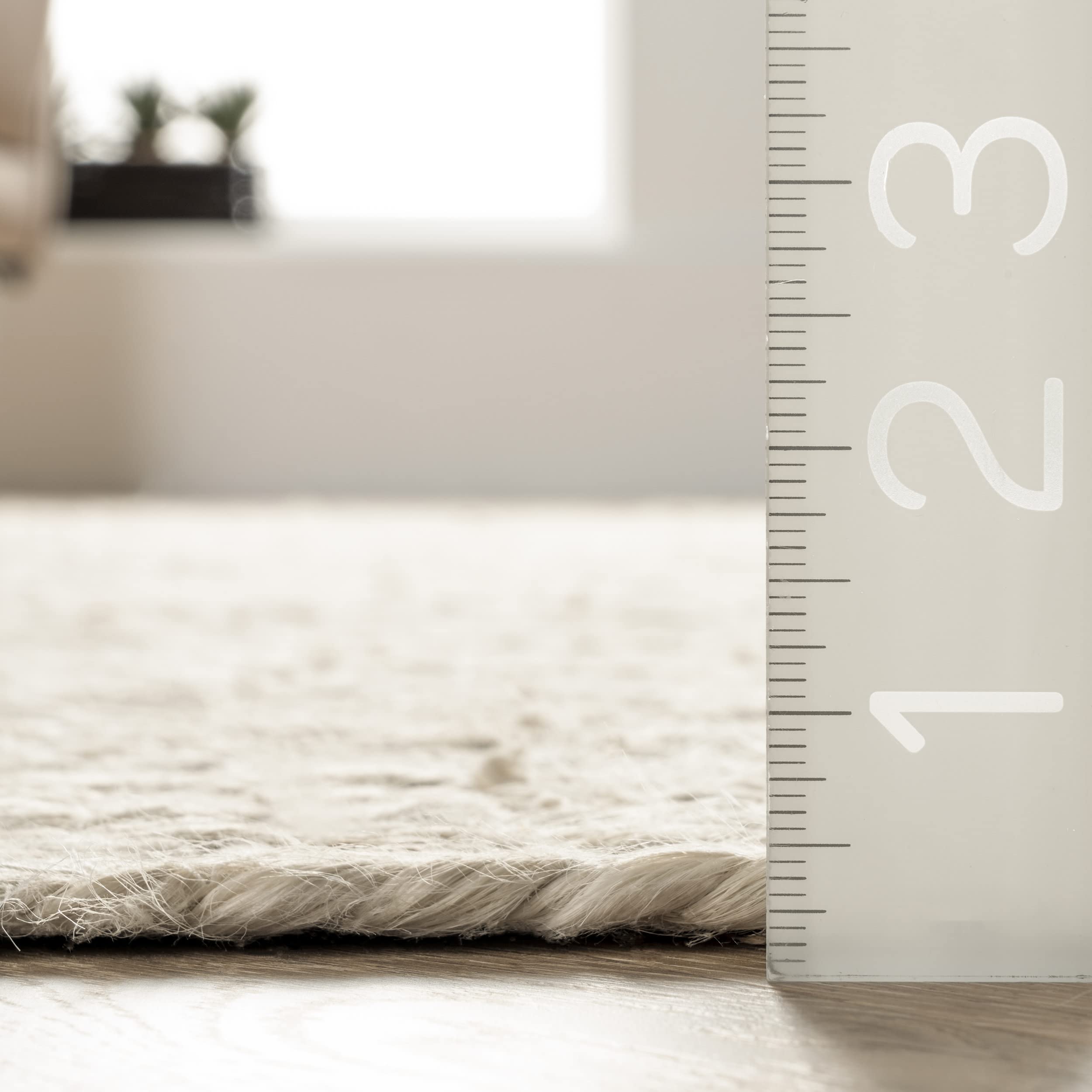 nuLOOM 5x8 Rigo Jute Hand Woven Natural Fiber Area Rug - Off White Solid Farmhouse Design for Bedroom, Living Room, Dining Room, Hallway, Office, Kitchen & Entryway | Eco-Friendly Home Decor & Cozy Floor Covering