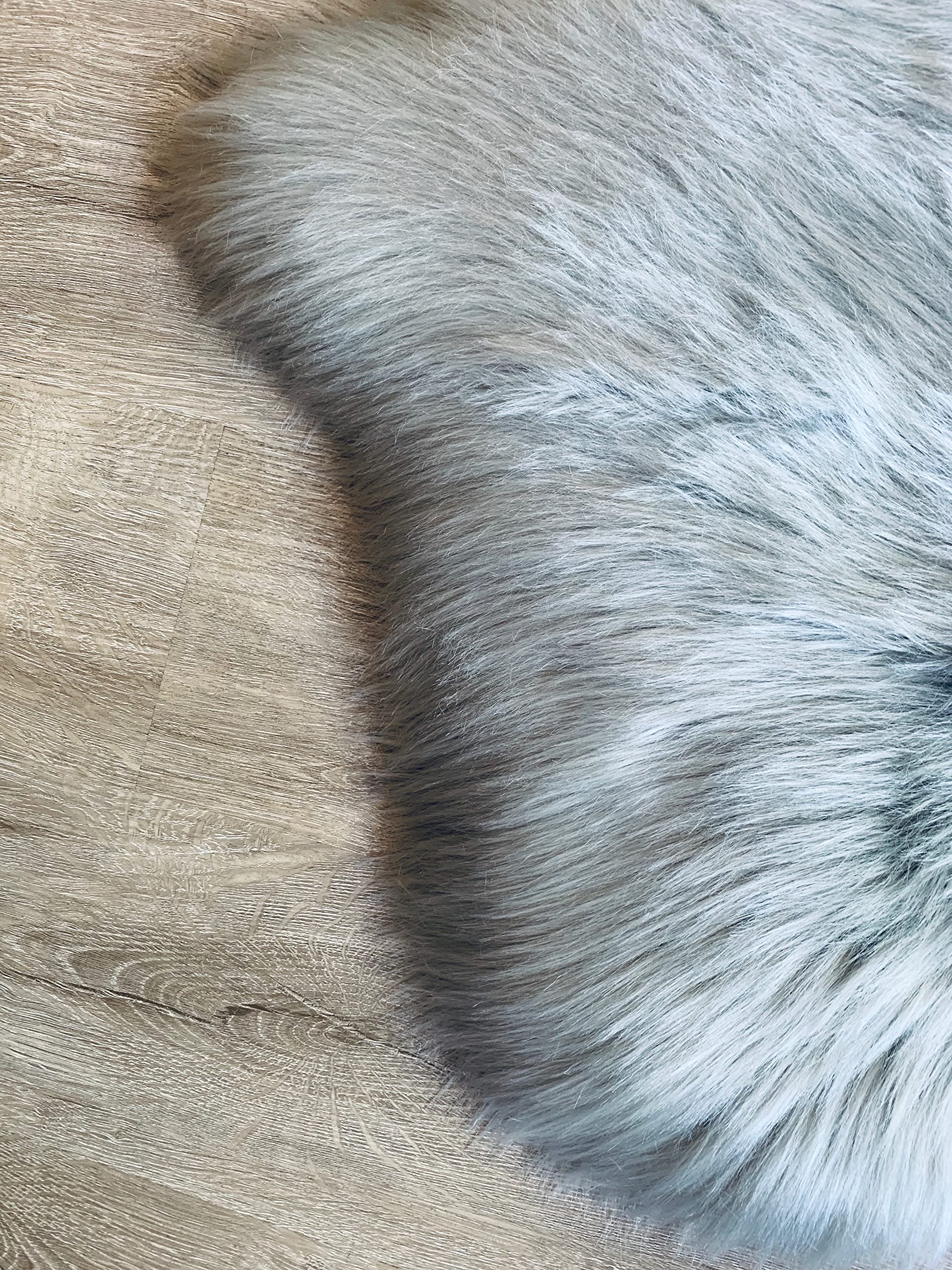 LAMBZY Faux Sheepskin Super Soft Hypoallergenic Silky Shag Rug - 3'x6' Grey Fluffy Area Rug for Living Room, Bedroom, Nursery & Sofa - Cozy Home Decor, Perfect for Kids Playroom & Pet-Friendly Spaces