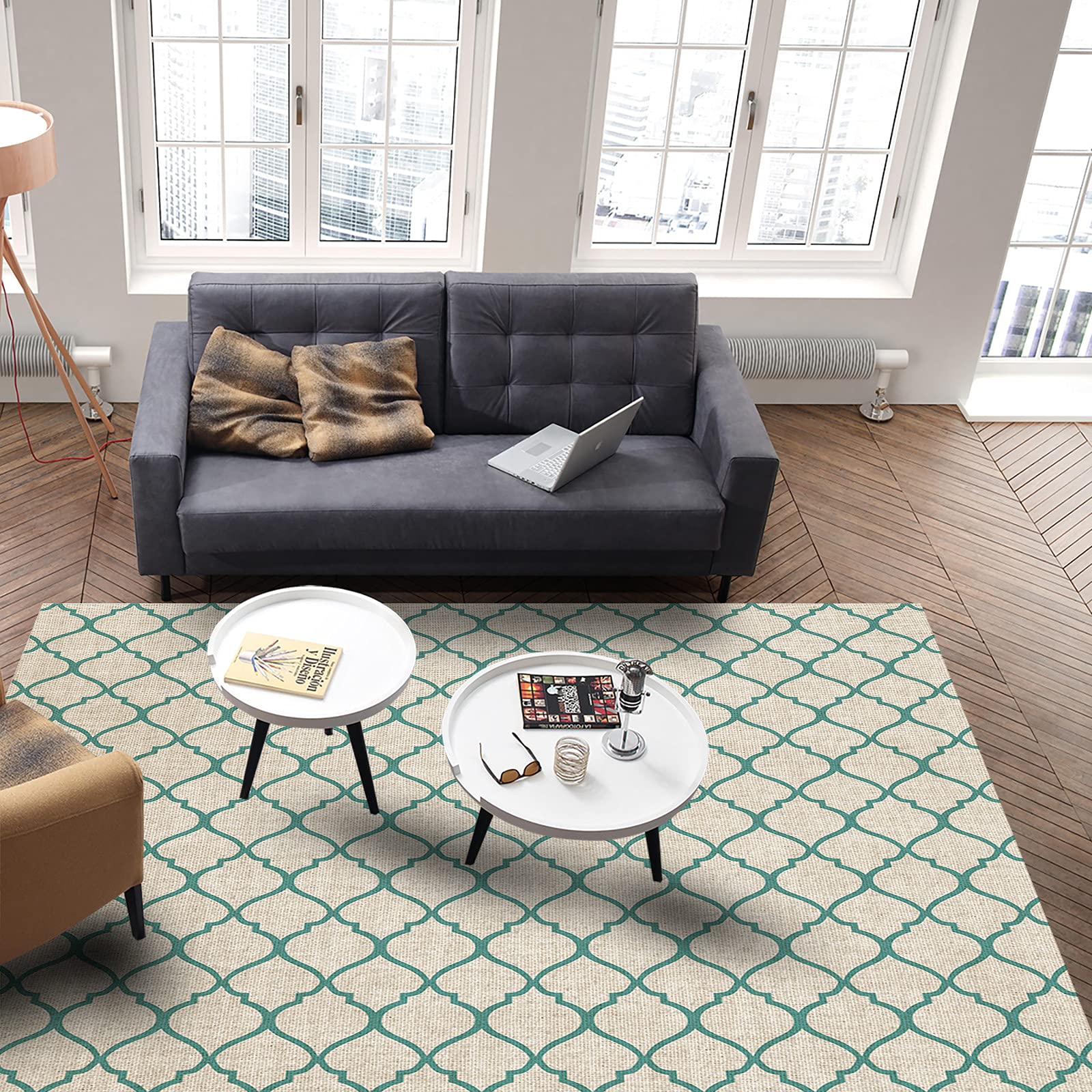 Soft Geometric Area Rug 4' x 6' - Plush Living Room Carpet, Cozy Bedroom Rug, Dining Room Floor Mat for Home Decor | Perfect for Family Gatherings & Relaxing Spaces