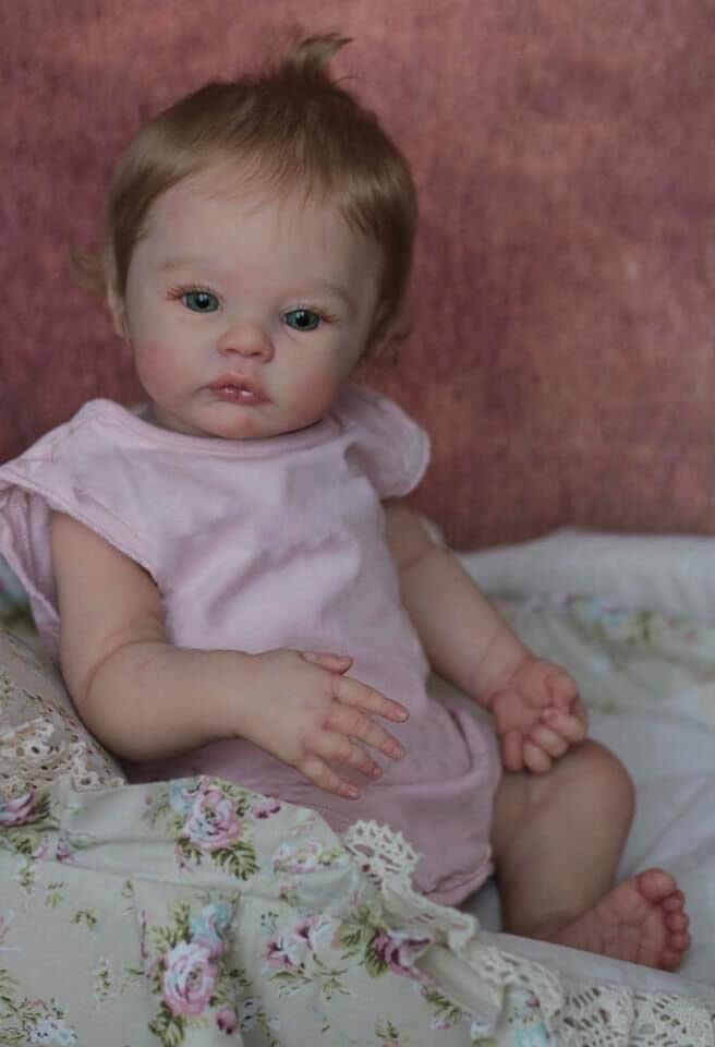 19 Inch Realistic Reborn Baby Doll - Lifelike Silicone Newborn Girl with Weighted Soft Cloth Body & Rooted Hair | Handmade Collectible Doll for Nursery Decor, Photography Props, Gift Giving and Therapy Use