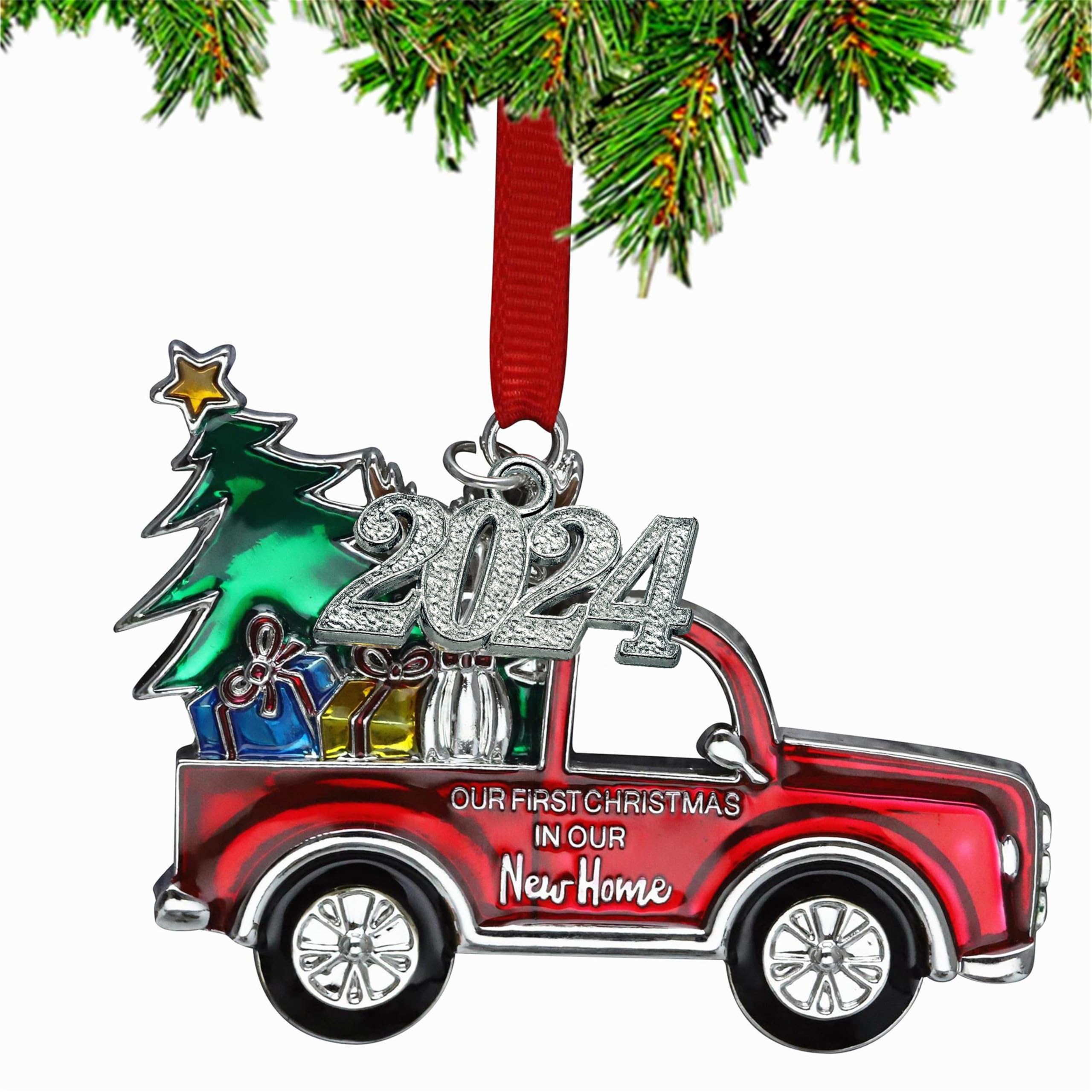 2024 Our First Christmas in Our New Home Metal Ornament - Housewarming Gift for New Homeowners, First House Christmas Tree Decoration - Perfect for Holiday Decor & New Home Celebrations