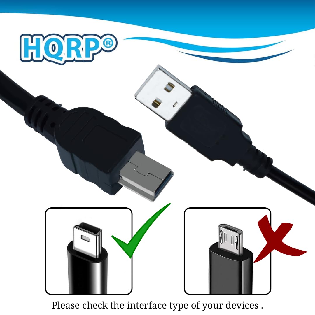 HQRP 6ft USB to Mini USB Charging Cable - Replacement for PDP Afterglow Prismatic & Universal Wireless Headsets - Fast Charging Cord for Gaming Headsets & Accessories - Perfect for Home, Office & Travel Use