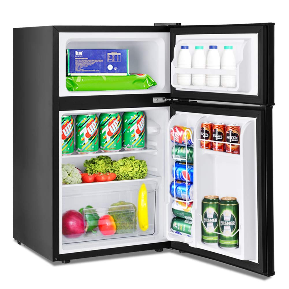 Safeplus 3.2 cu ft Compact Refrigerator with Freezer - Energy Efficient Mini Fridge for Dorm, Office & Small Spaces - Adjustable Removable Shelves, Cold-Rolled Steel Construction - Perfect for Bedrooms, Apartments & Home Use