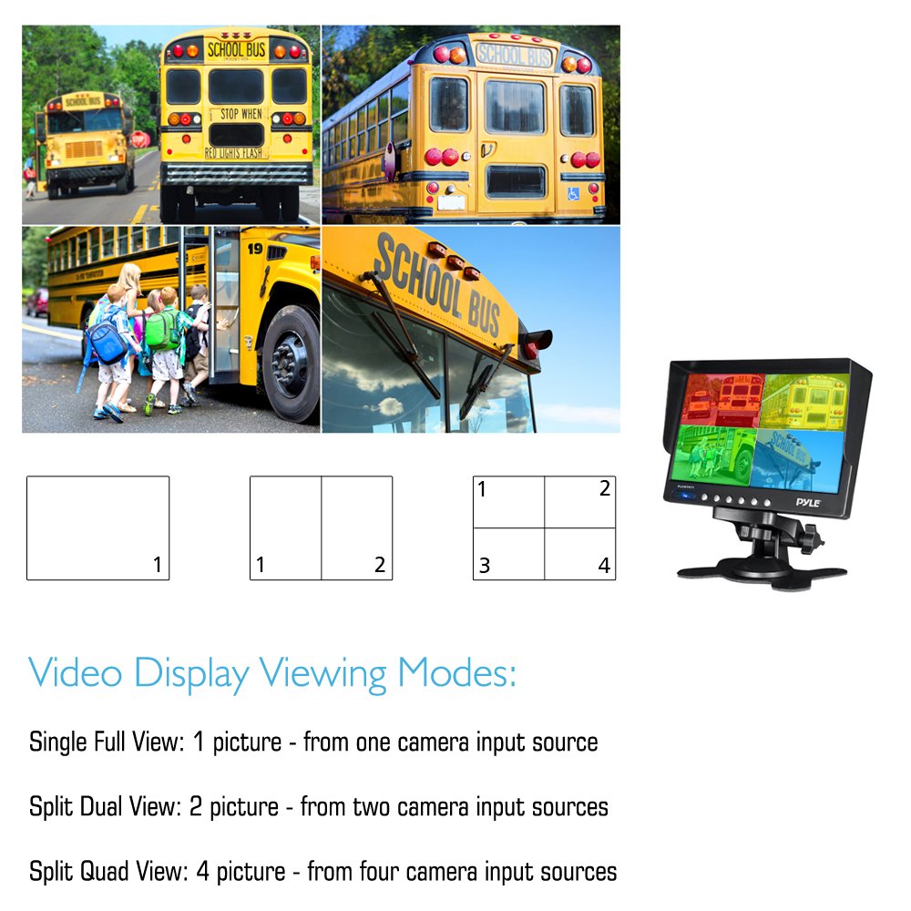 **Pyle Mobile Video Surveillance System - Weatherproof HD Rearview Backup Camera with 4 IR LED Night Vision, 7