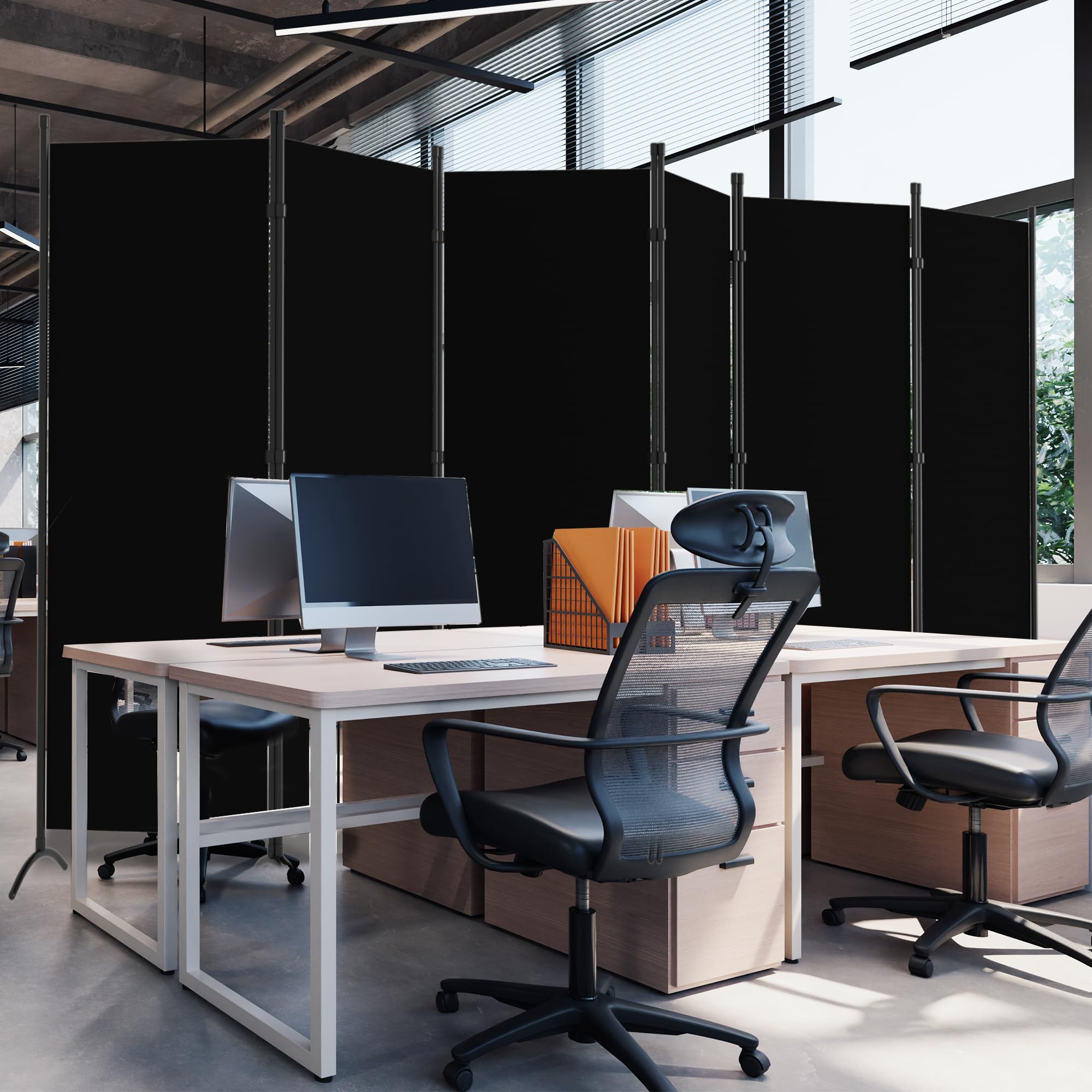 6 Panel Folding Room Divider Privacy Screen - Freestanding Partition for Home, Office & Dorm Decor - Black | Perfect for Room Separation, Privacy & Space Organization