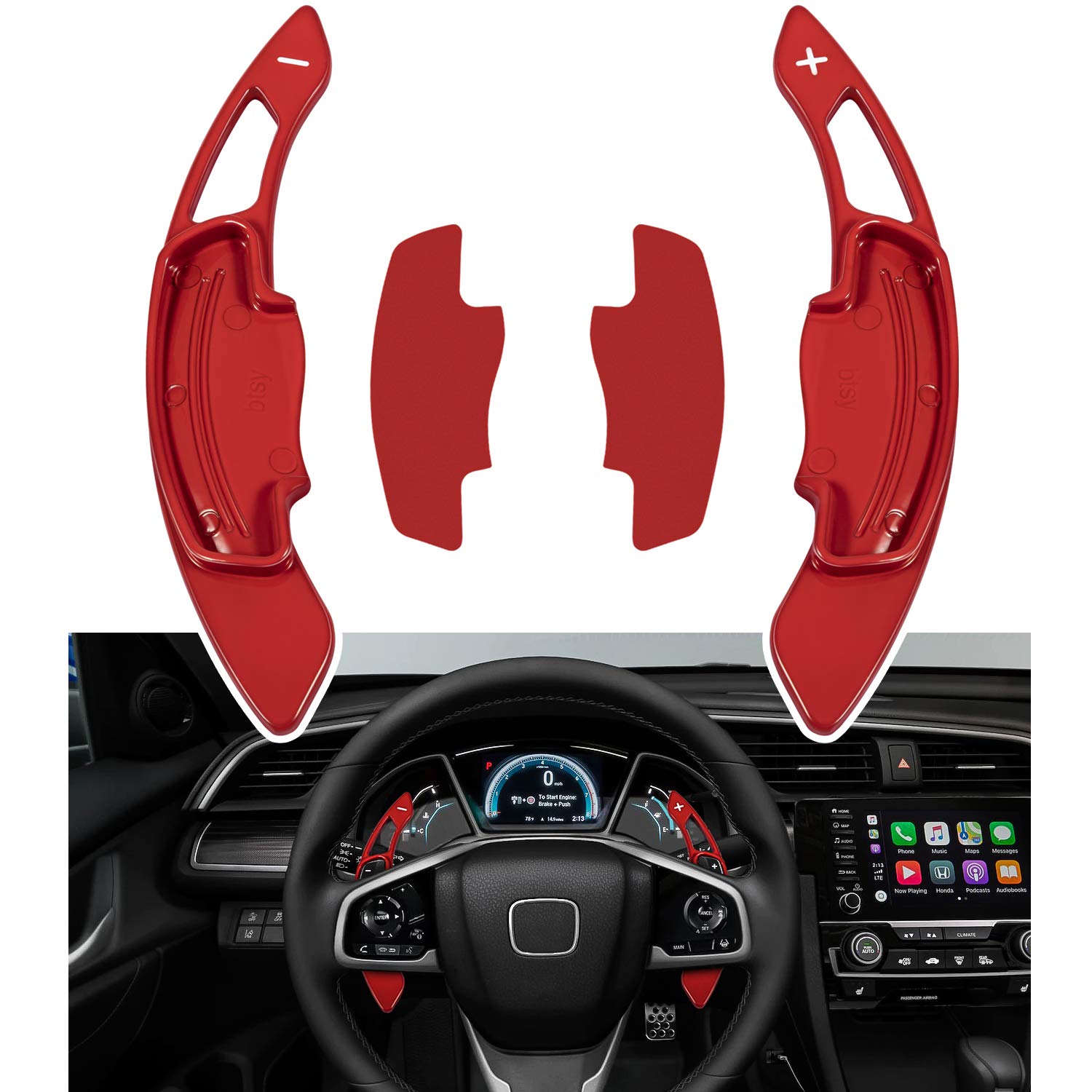 High-Performance Red Aluminum Steering Wheel Paddle Shifter Extension Cover - Interior Upgrade for Honda Accord, Civic, Insight, CR-V - Perfect for Racing & Enhanced Driving Experience