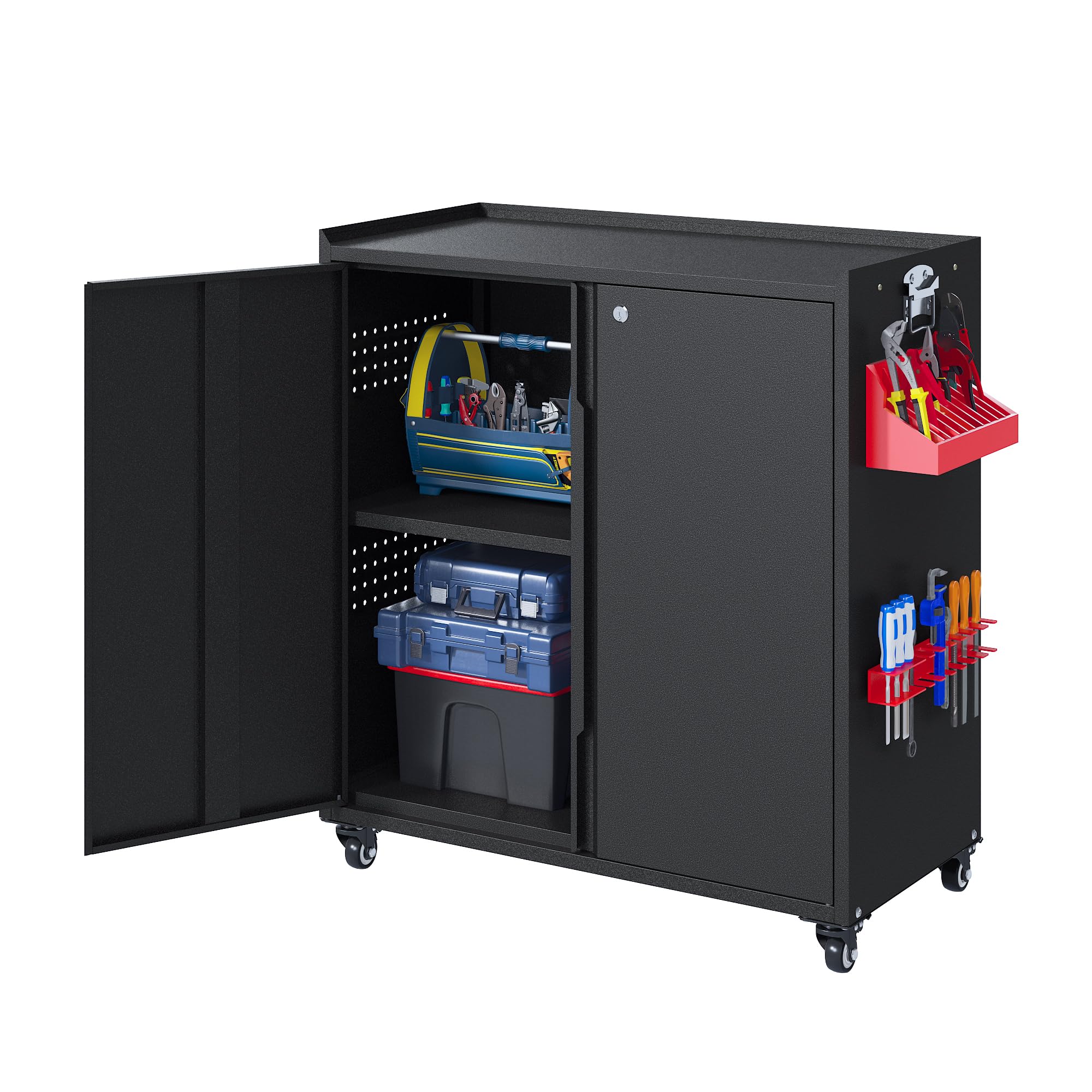 Heavy-Duty Garage Storage Cabinet with Wheels - 34.2