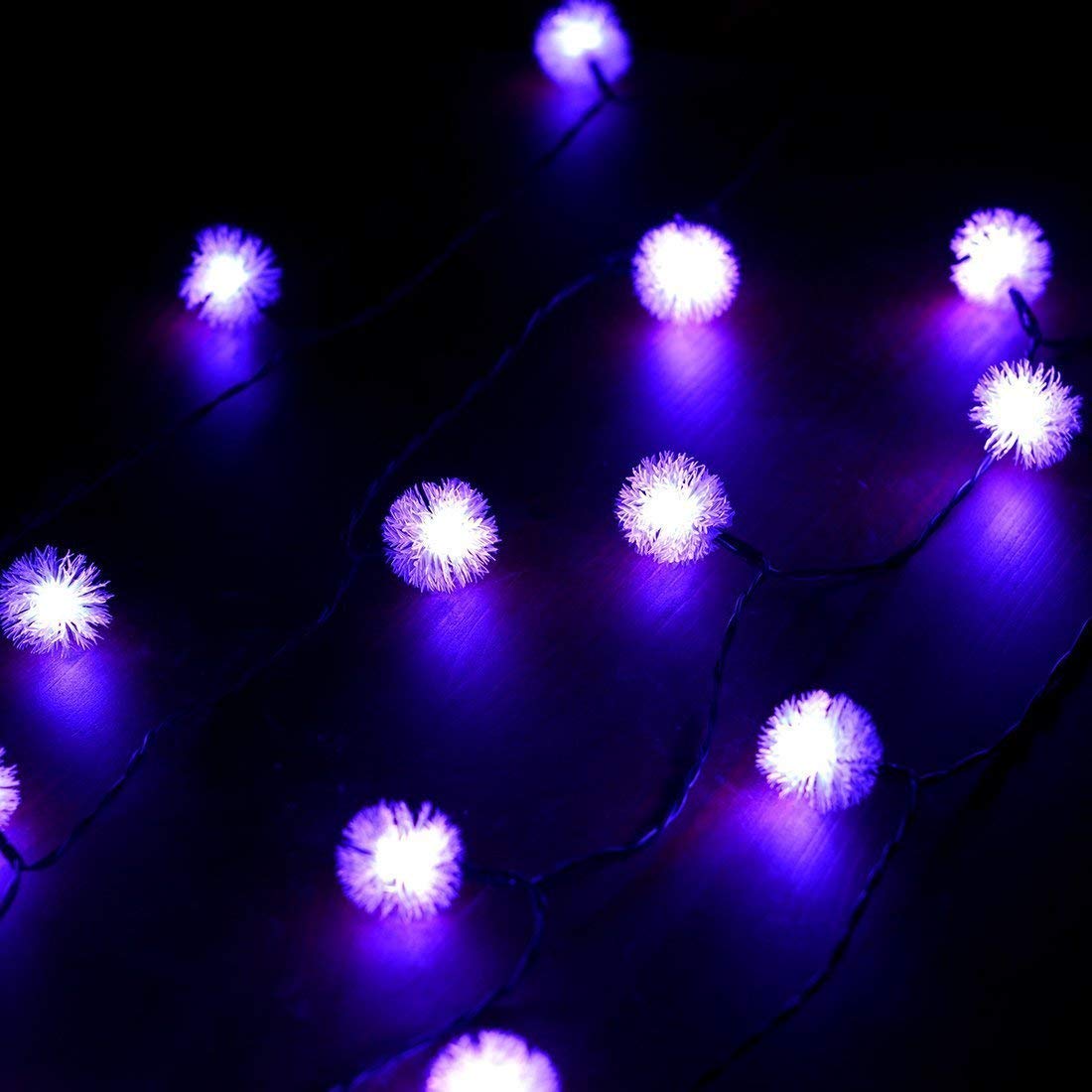 WONAFST 20FT 30LED Solar Powered Waterproof Dandelion Ball Fairy String Lights - Outdoor Solar Garden Lights for Patio, Camping, Wedding, Christmas Decor (Purple) | Perfect for Backyard, Party, Landscape Lighting