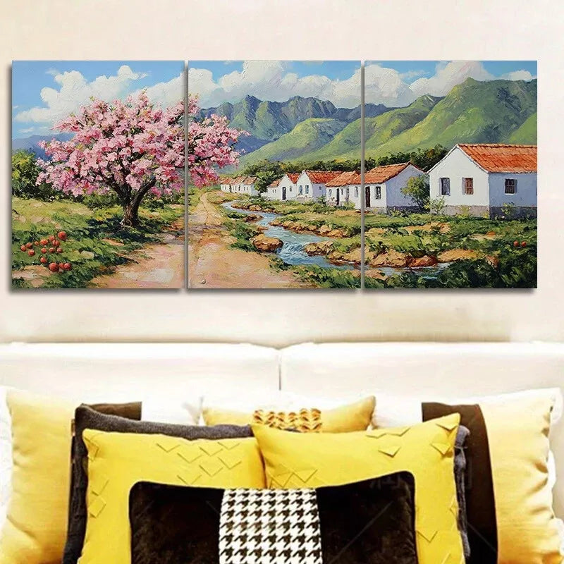 3-Piece Modern Art Deco Cherry Blossom Nature Wall Art Set - Framed Canvas Prints 50x70cm - High Quality Australian Made Wall Decor - Perfect for Living Room, Bedroom & Office Decor