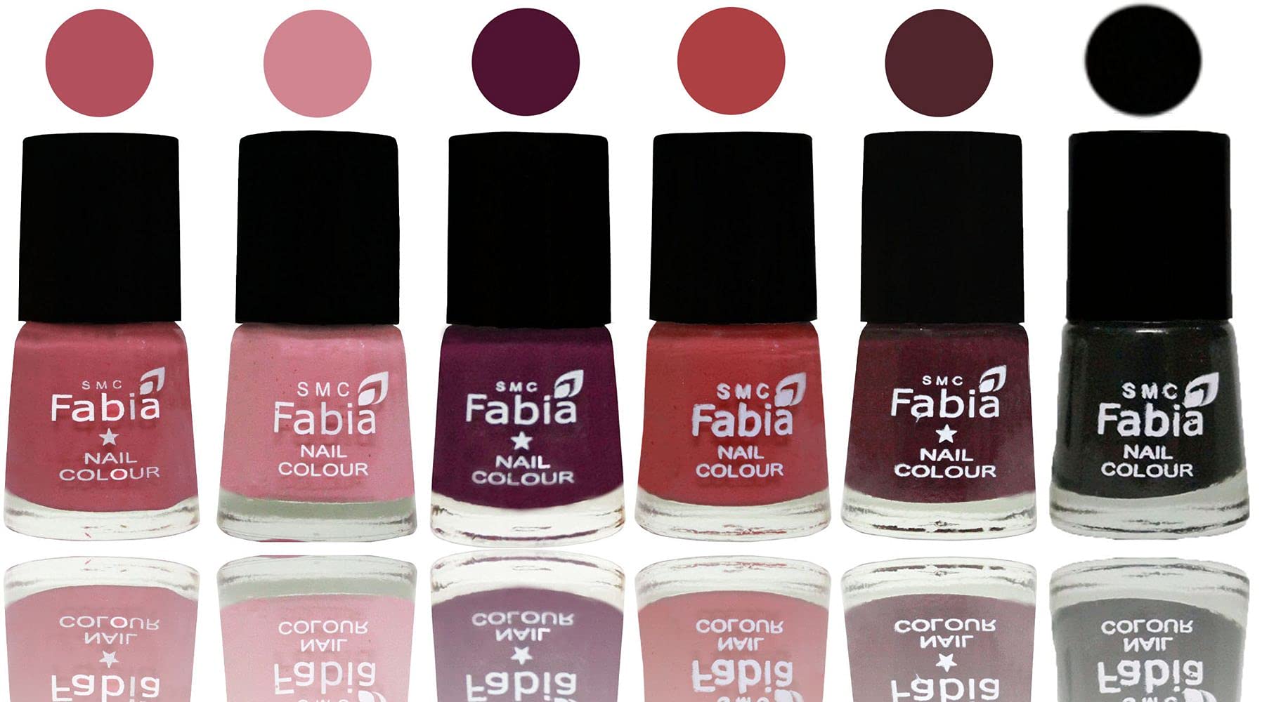 SMC Fabia Shine Bright Glossy Nail Polish Set - 6 Vibrant Colors (03035) | Long-Lasting Nail Paint for Manicures, Pedicures & Special Occasions
