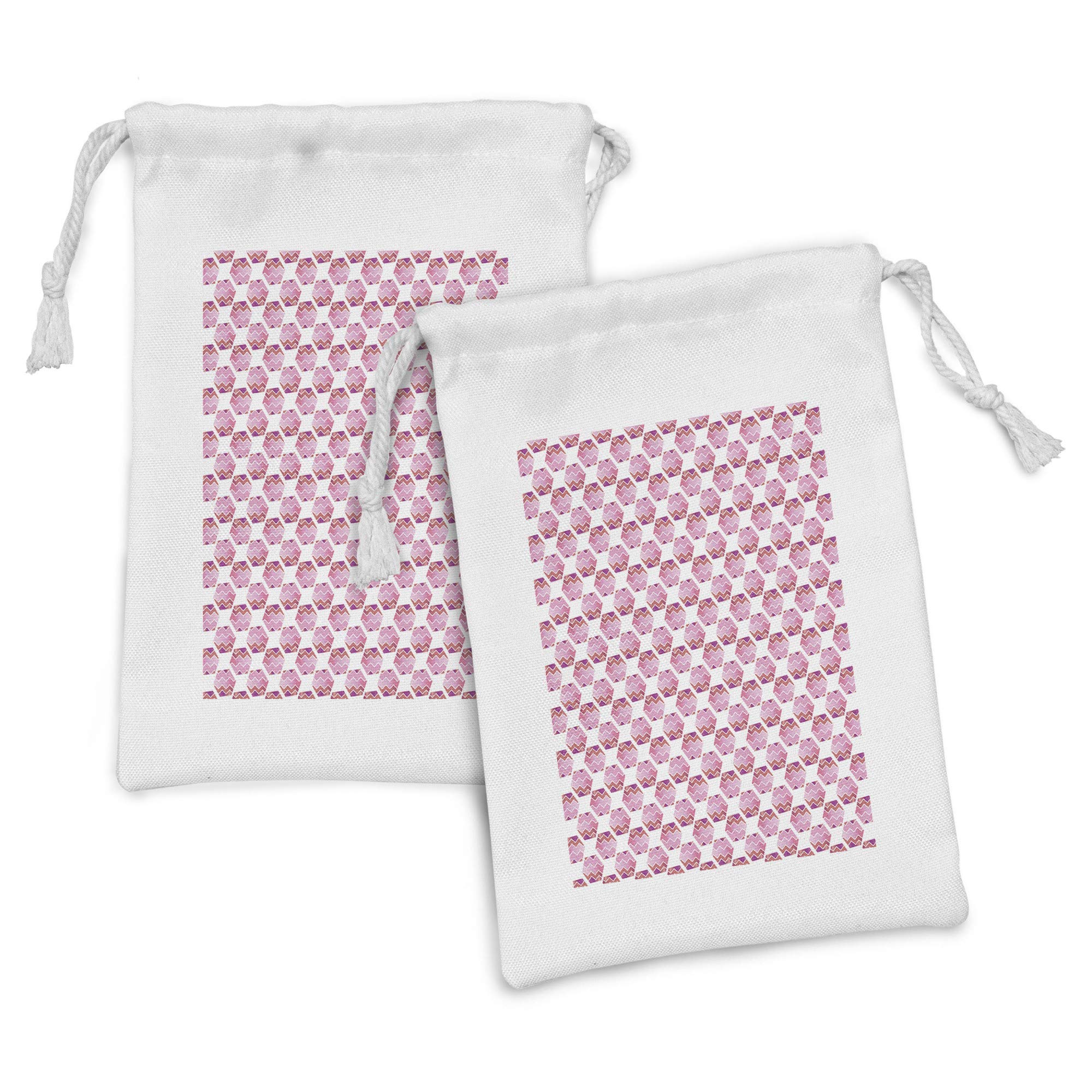 Ambesonne Abstract Fabric Pouch Set of 2 - Hexagonal Watercolor Minimalist Drawstring Bags (9