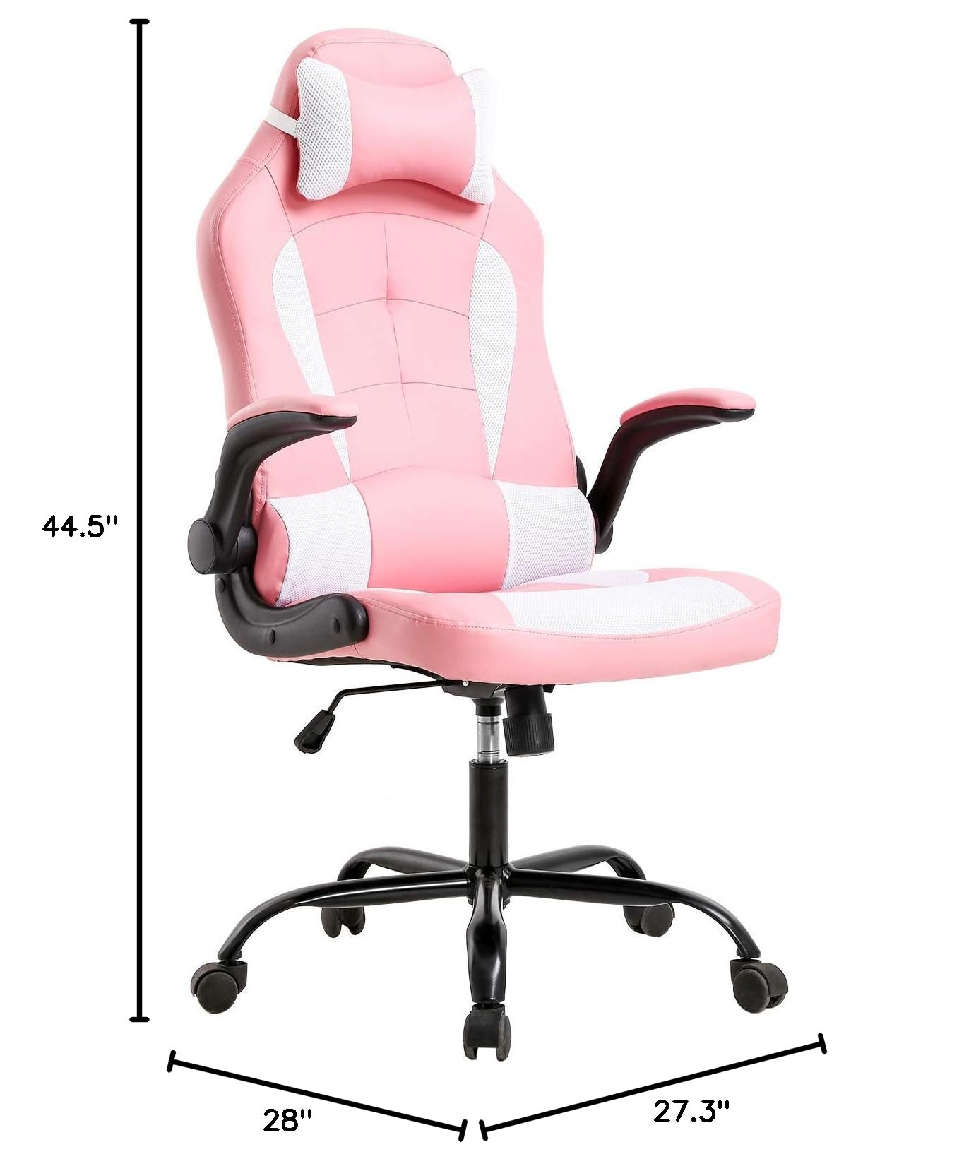 Premium Ergonomic Gaming Chair - Heavy Duty Racing Office Chair with Lumbar Support, Flip-Up Arms & Headrest - Adjustable Swivel Rolling Desk Chair for PC Gamers & Home Office (Stylish Pink) - Perfect for Long Gaming Sessions, Remote Work & Streaming Setup