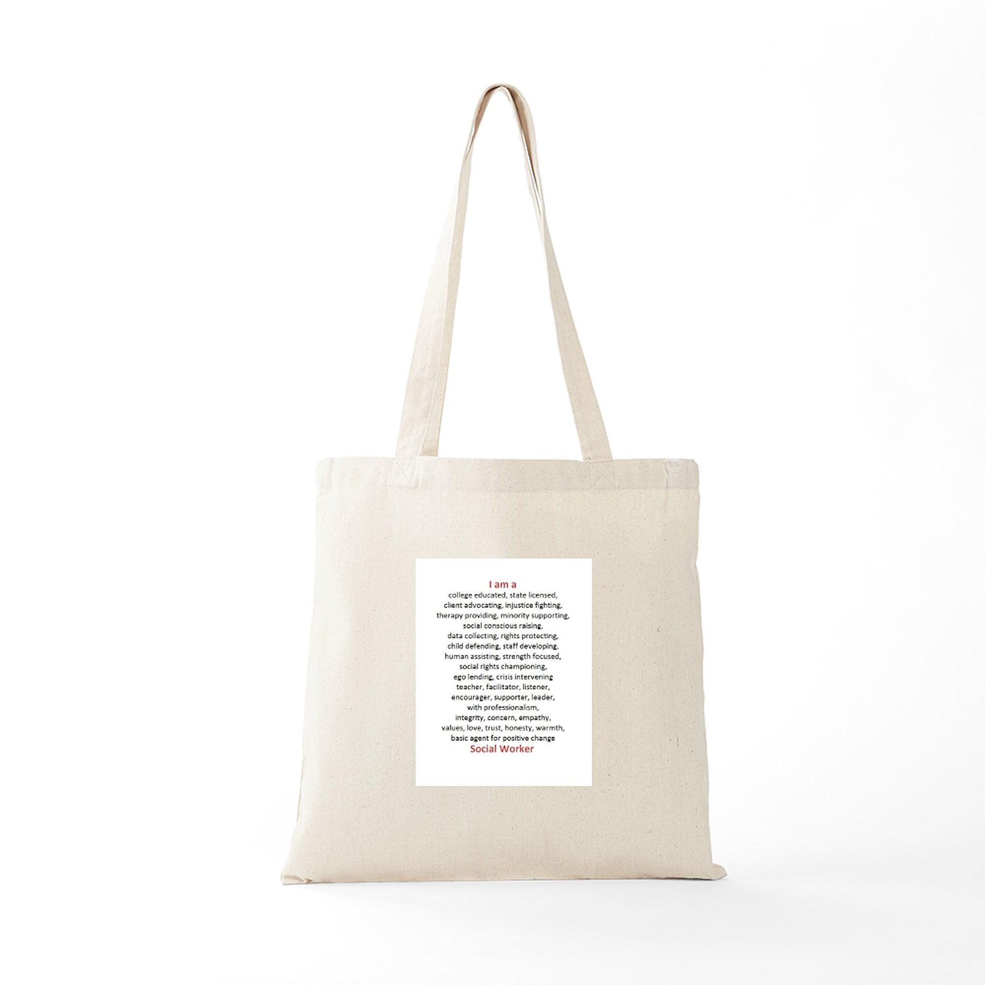 Social Worker Tote Bag - Natural Canvas Reusable Shopping Bag for Professionals | Eco-Friendly Grocery & Work Commute Tote | Perfect for Social Workers, Nurses & Teachers