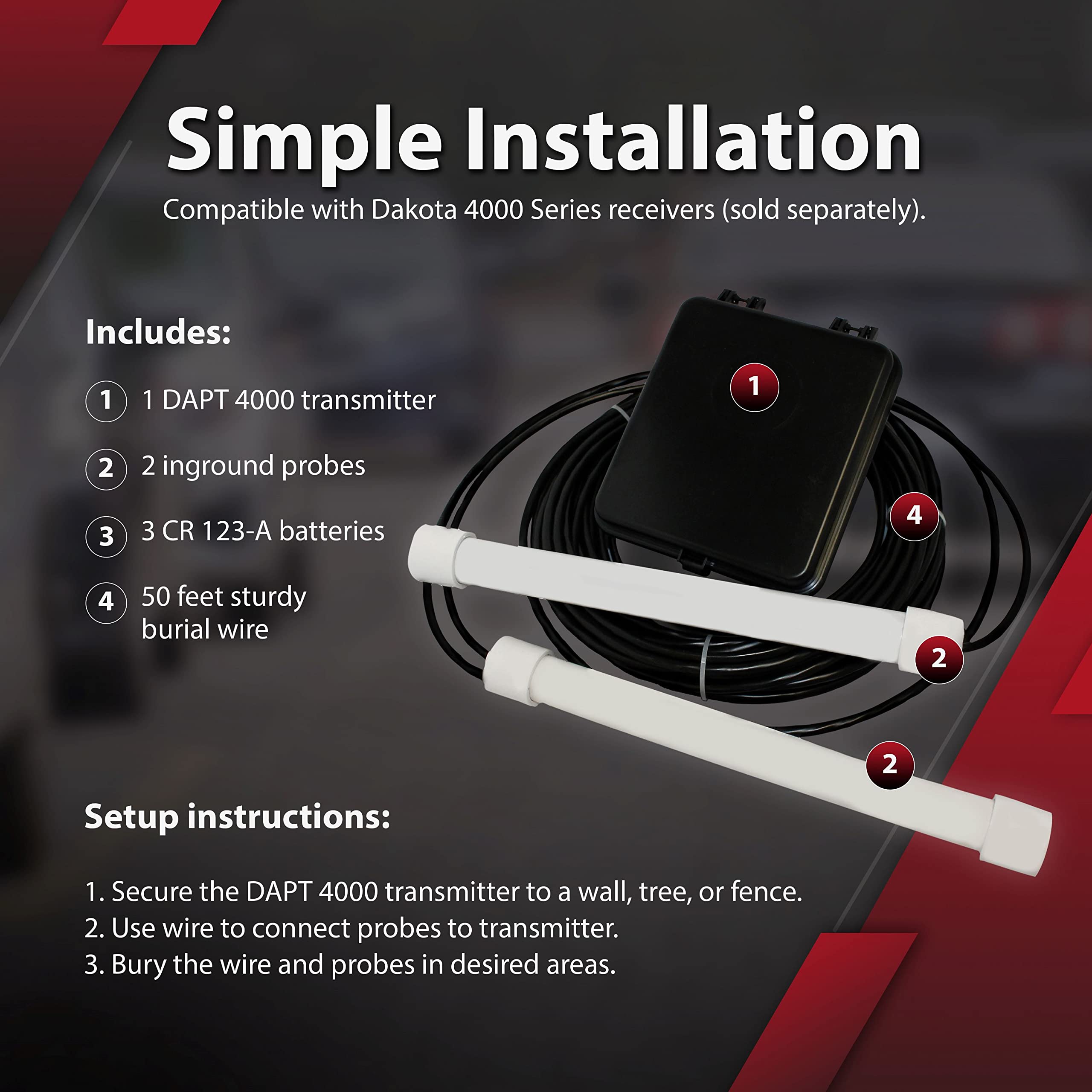 Dakota Alert DAPT-4000 Wireless Driveway Alarm System - 1 Mile Long Range Weatherproof Outdoor Vehicle Detector with Directional Sensor | Perfect for Home Security, Driveway Monitoring & Outdoor Property Protection