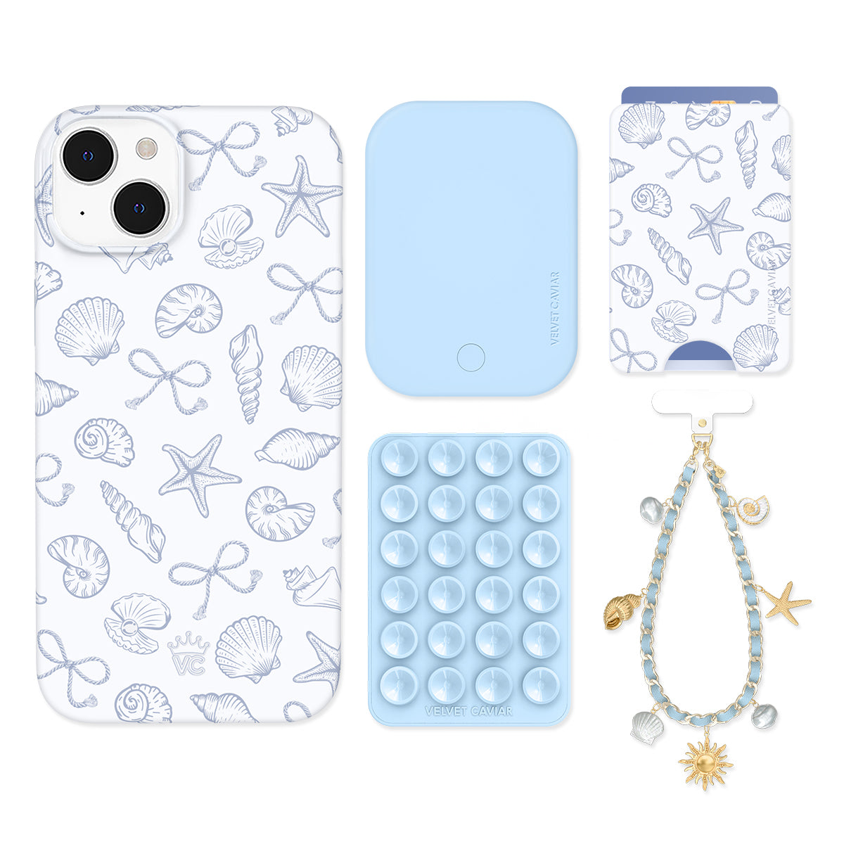 Coastal Seashells iPhone Case & Wallet Set - Stylish Beach-Themed Accessories for Summer Vacations & Travel