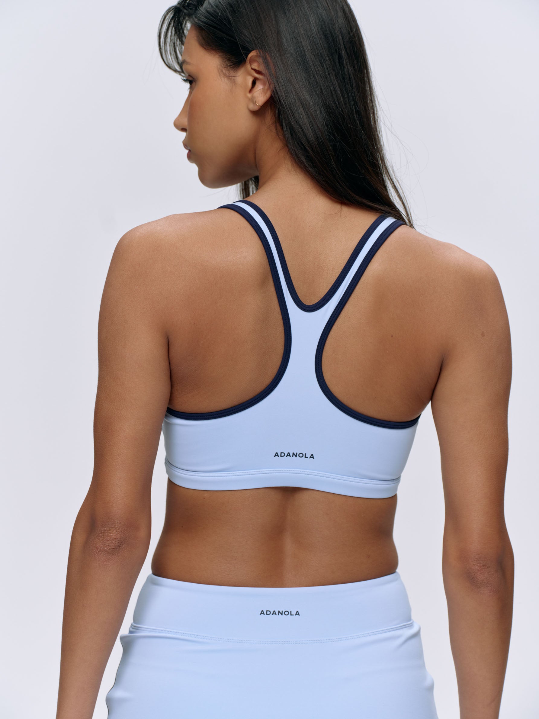 Ultimate Racerback Piping Bra - Powder Blue Sports Bra for Women | High Support Workout, Yoga & Running | Comfortable & Breathable Activewear